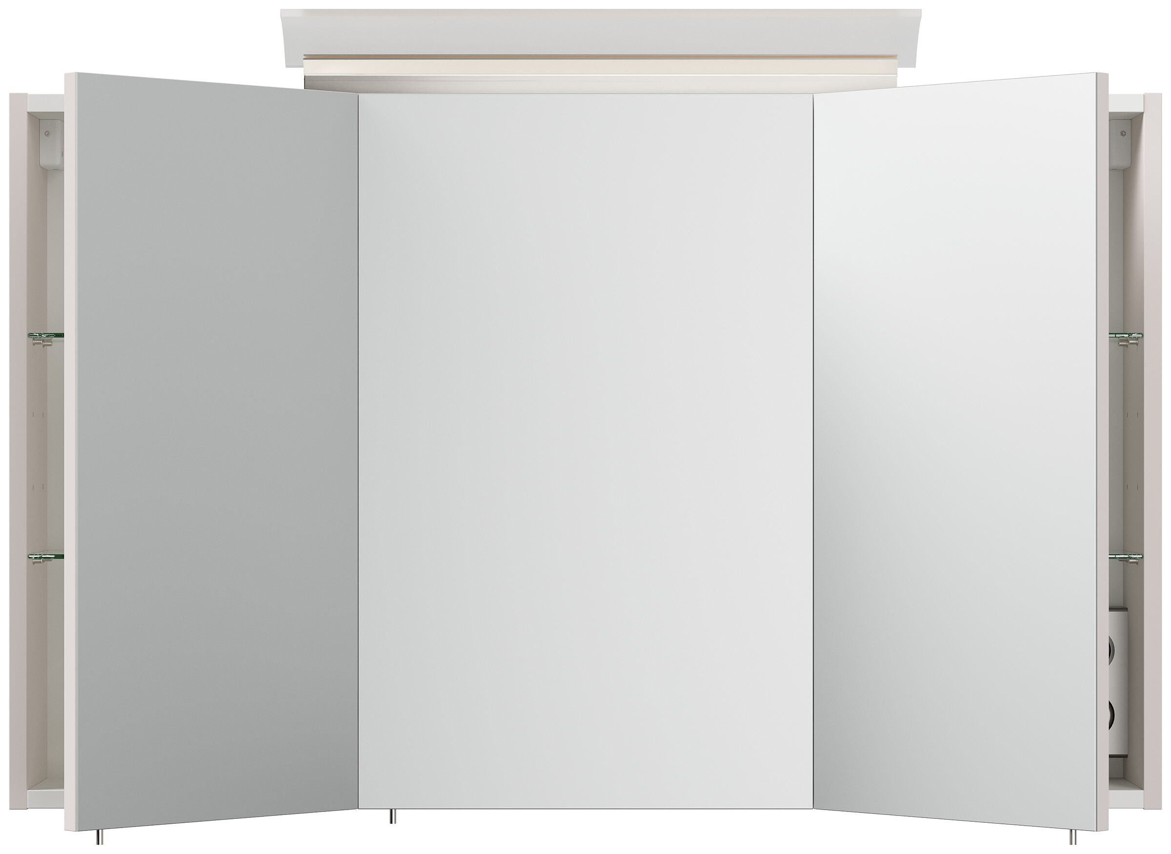 Spiegelschrank 100cm inkl. Design LED-Lampe und Glasböden kaschmir