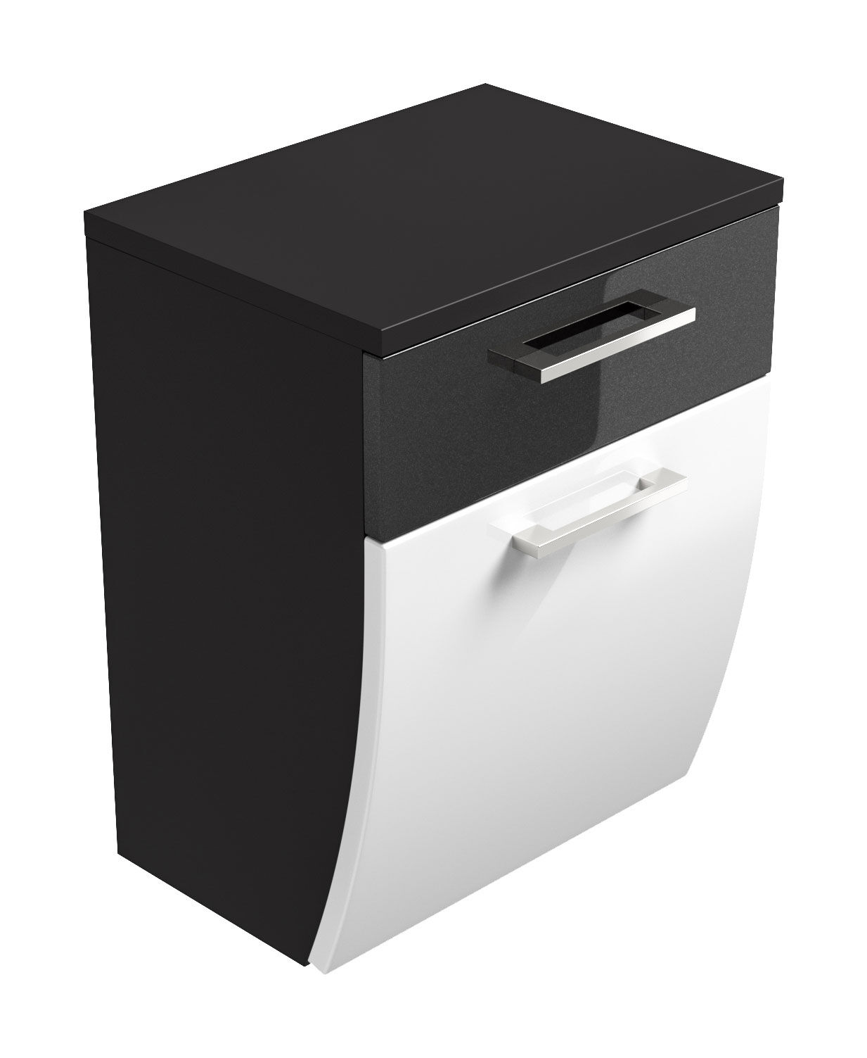 Seitenschrank Rima 40 cm rund Weiss hochglanz/Grafit hochglanz