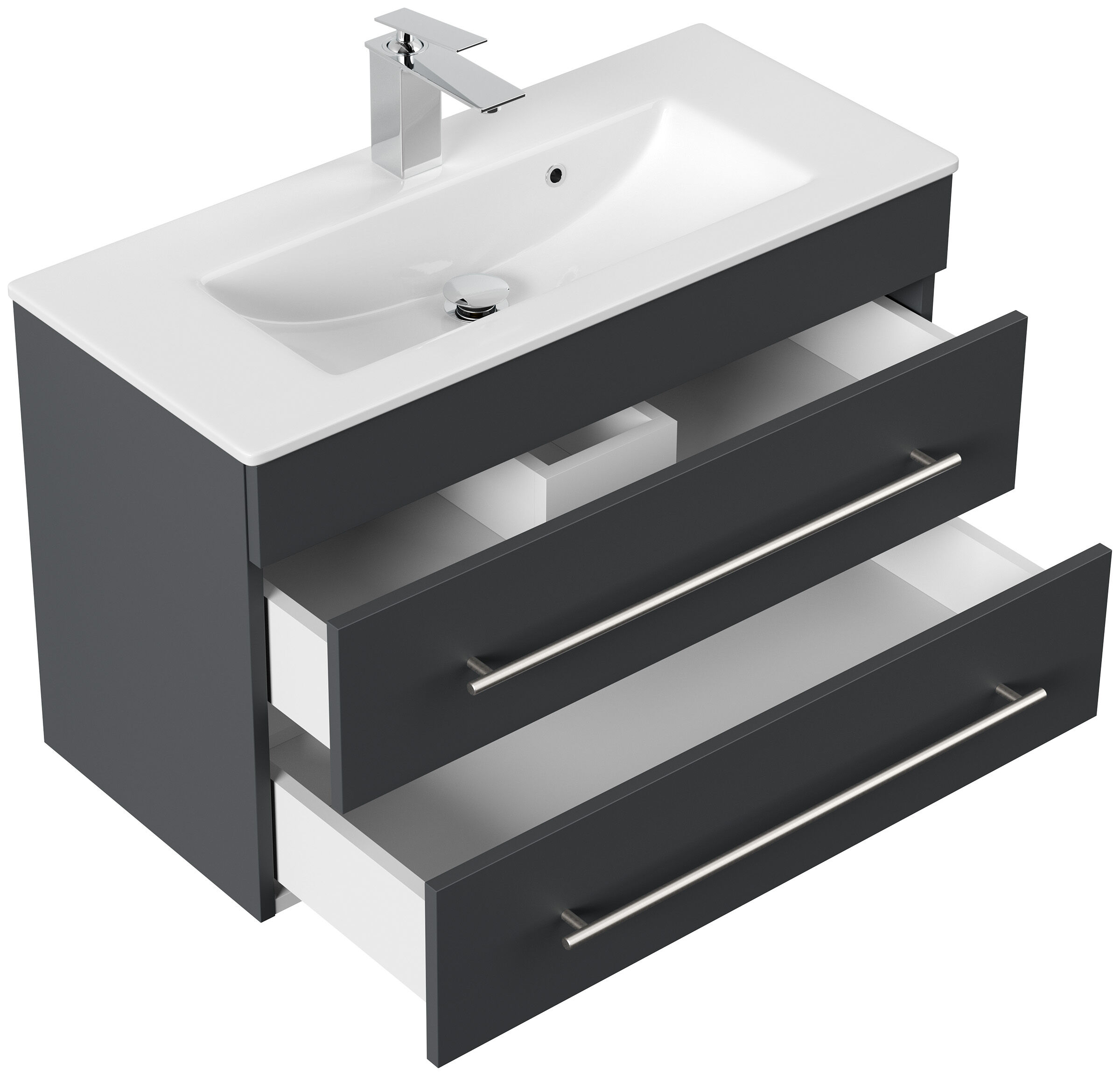 Badmöbel Mars 800 2-teilig mit LED Spiegel SlimLine eiche gold