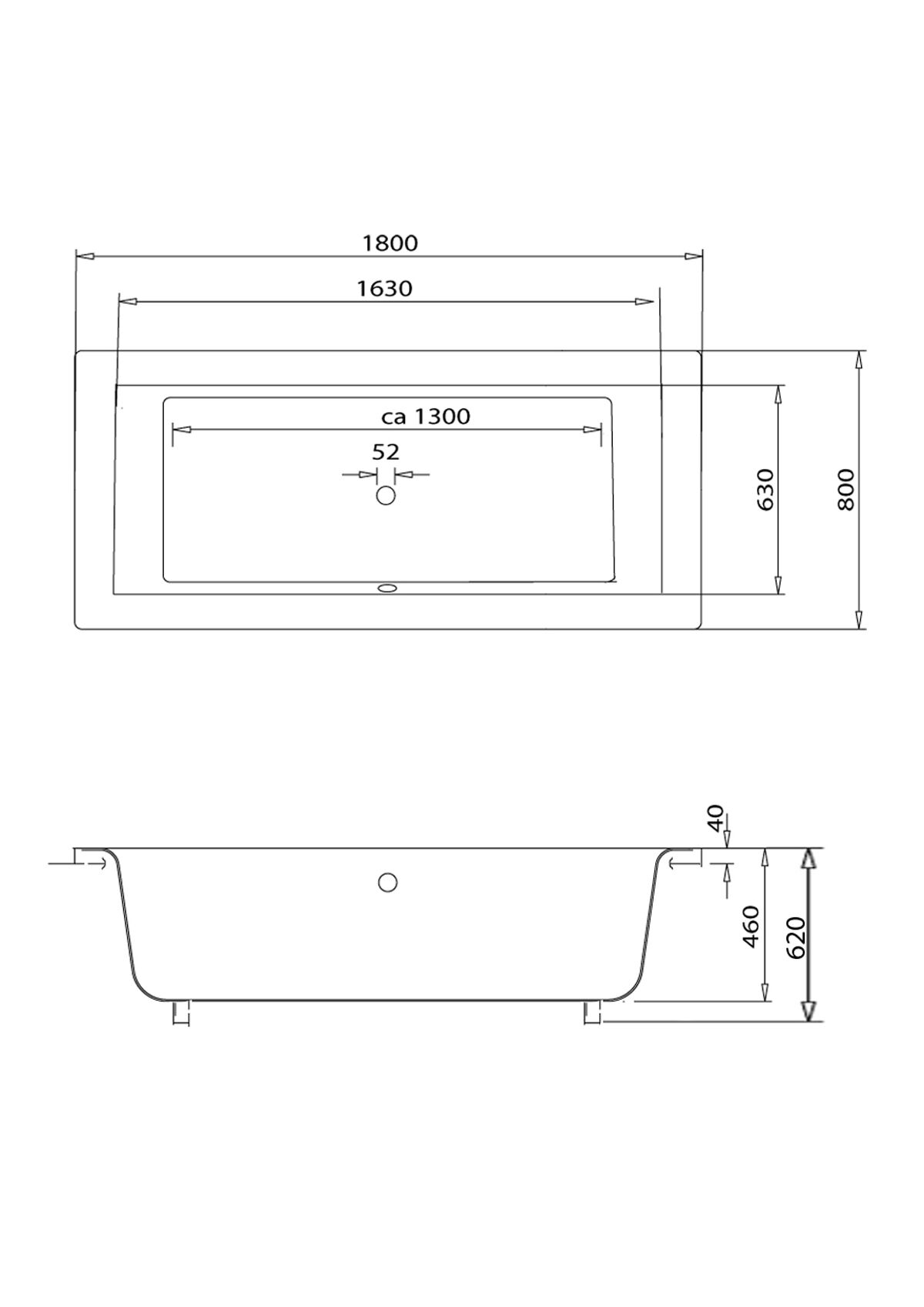 Rechteck Whirlpool Unity 180x80 Made in Germany 24 Massagedüsen mit Armatur