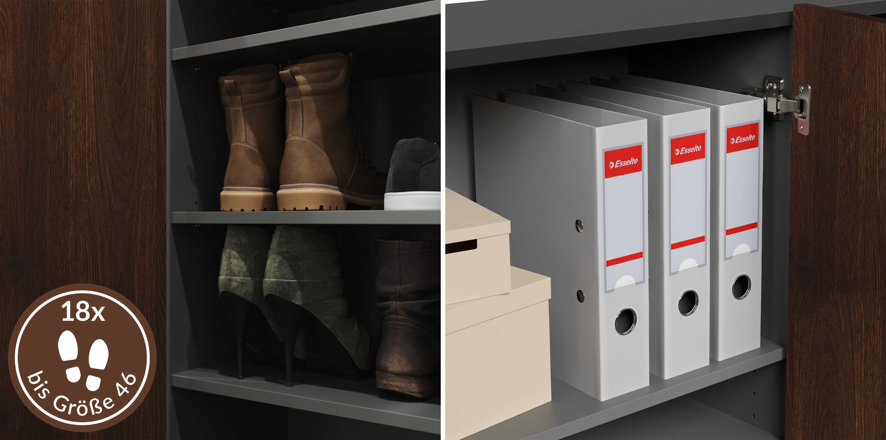 Schuhschrank Alius-XL 4 Türen 36 Paar Redwood