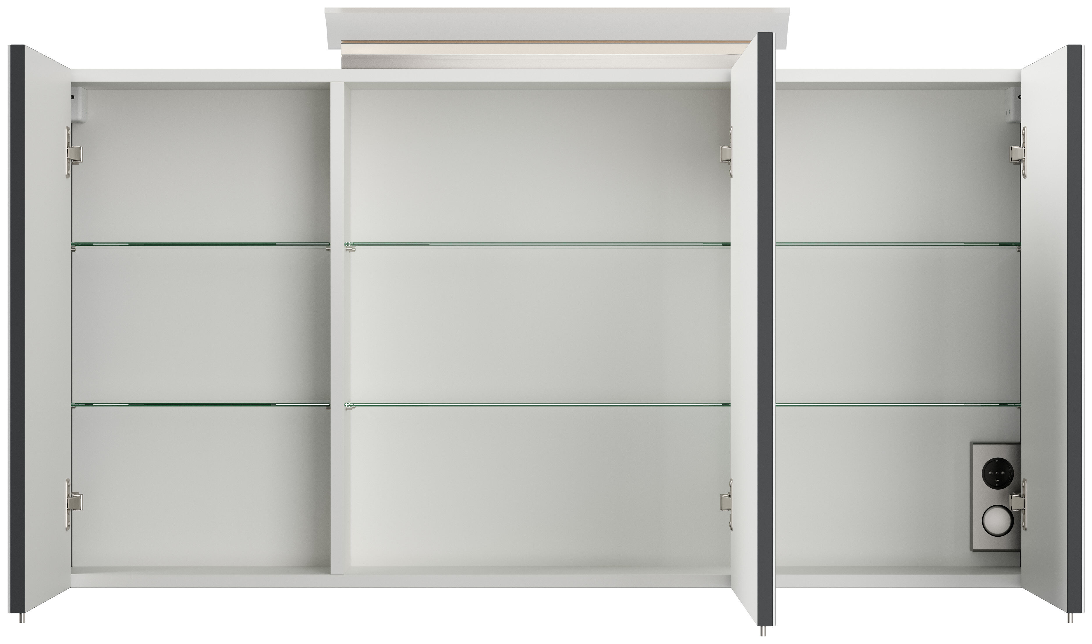 Badmöbelset Helios 5-teilig Spiegelschrank Hoch- Seiten- Midischrank grafit