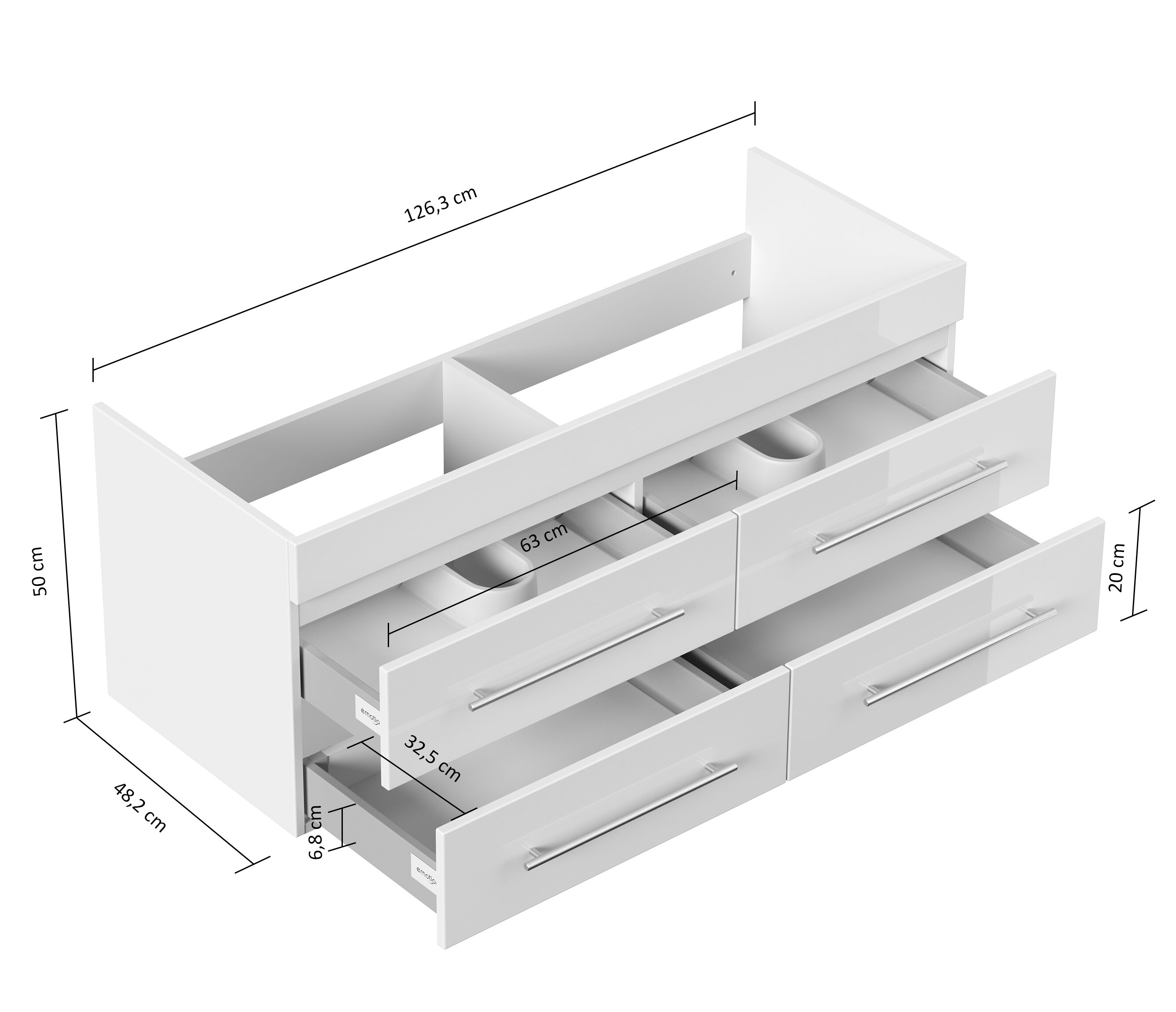 Unterschrank für Villeroy und Boch Venticello 130 cm Doppel B SoftClose beton