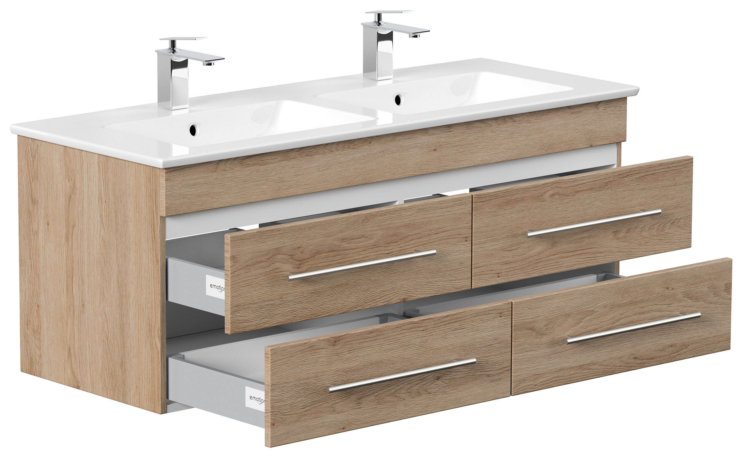 Badmöbel mit Villeroy & Boch Venticello Waschbecken 130 cm Doppel B eiche hell
