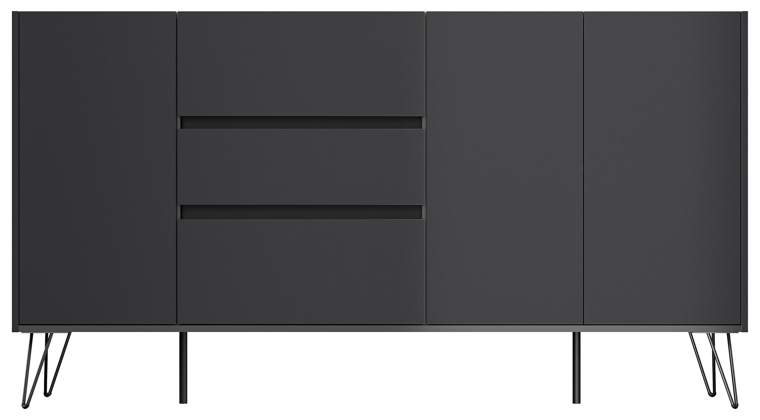 Sideboard Yako XL 180cm 3 SoftClose 3 Türen Grafit/Eiche Top