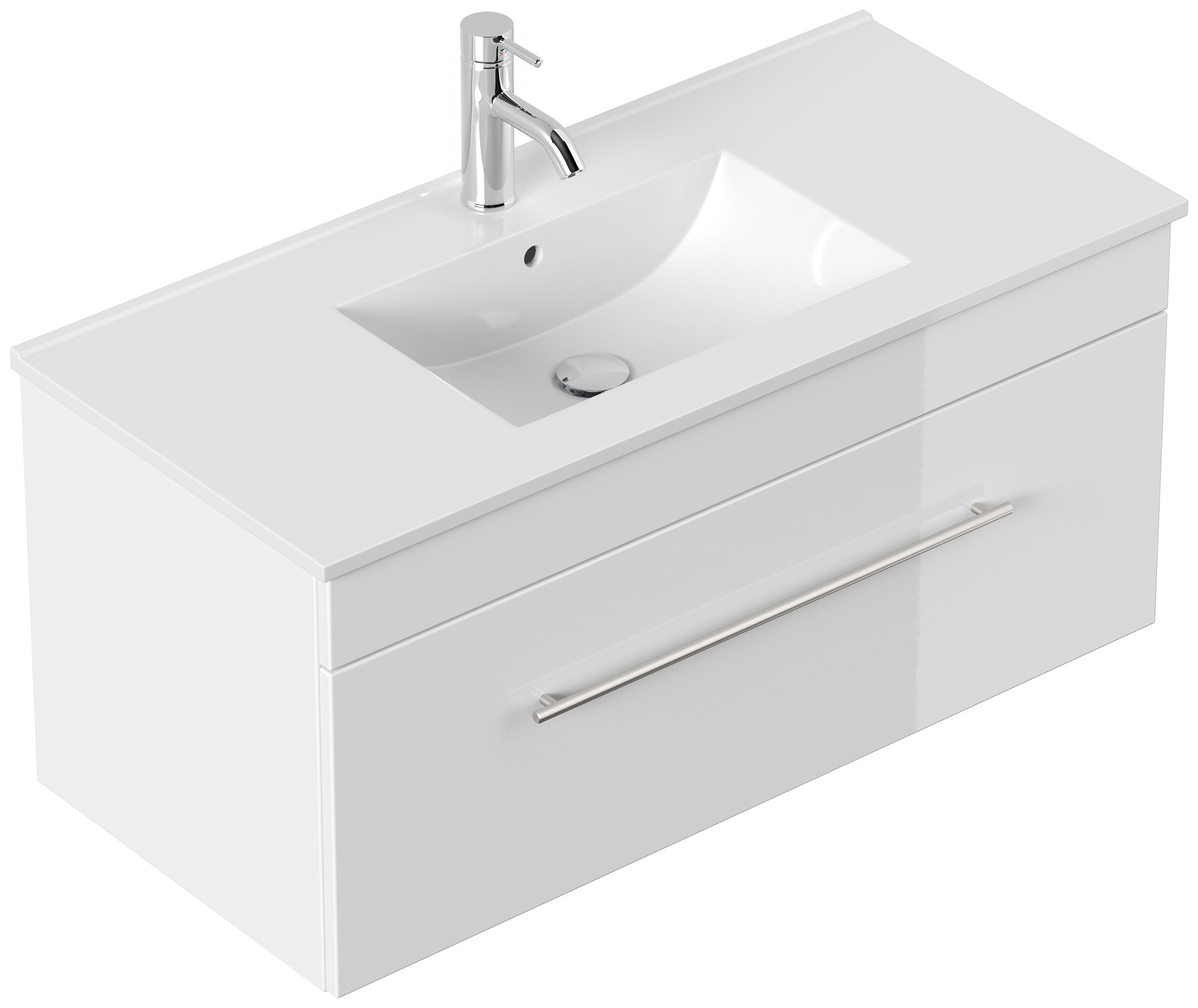 Badmöbel Linea 100cm SoftClose weiß hochglanz