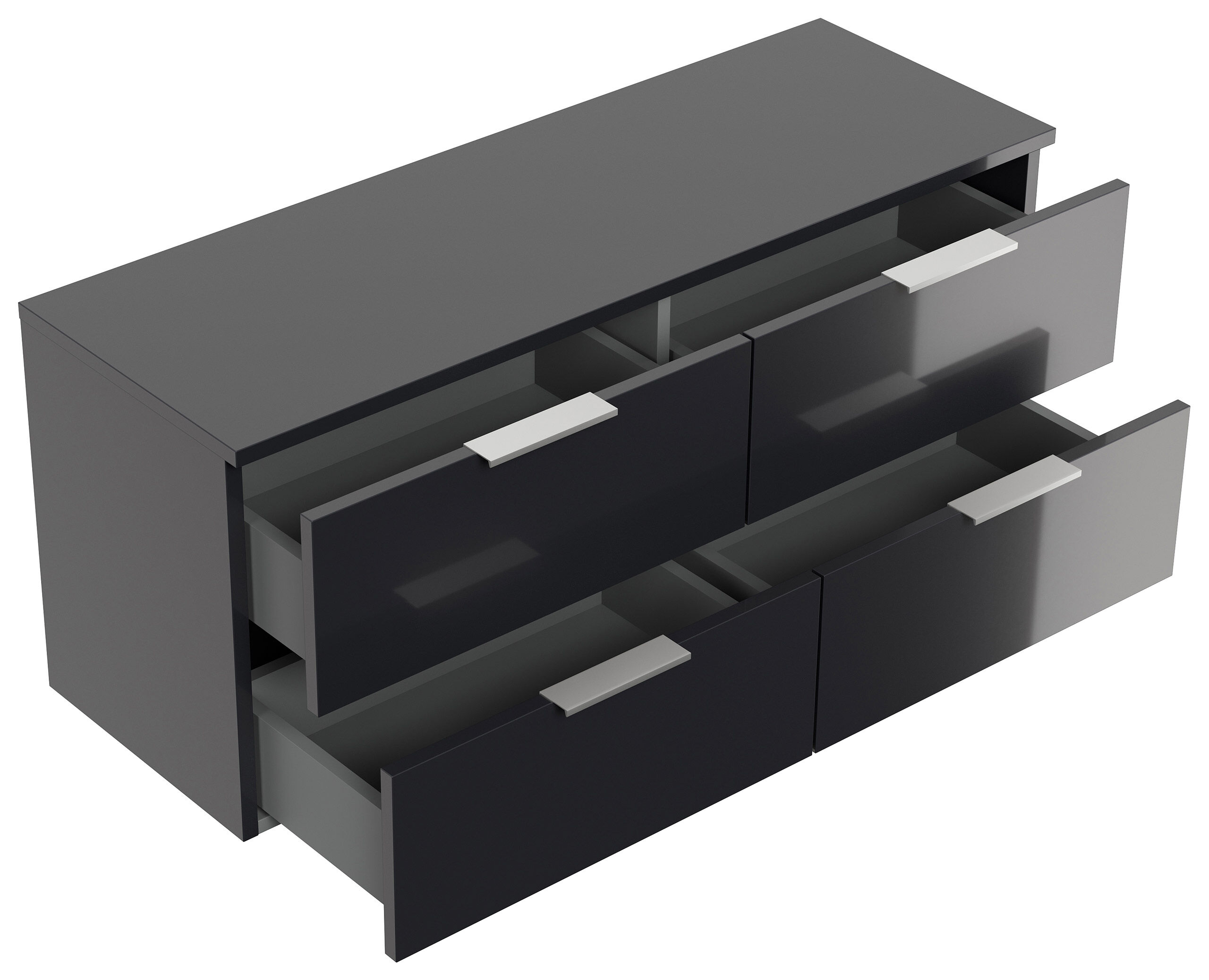 Design Hängekonsole Sideboard Urban Slimline 4 Softeinzüge lackiert Creme-Grafit