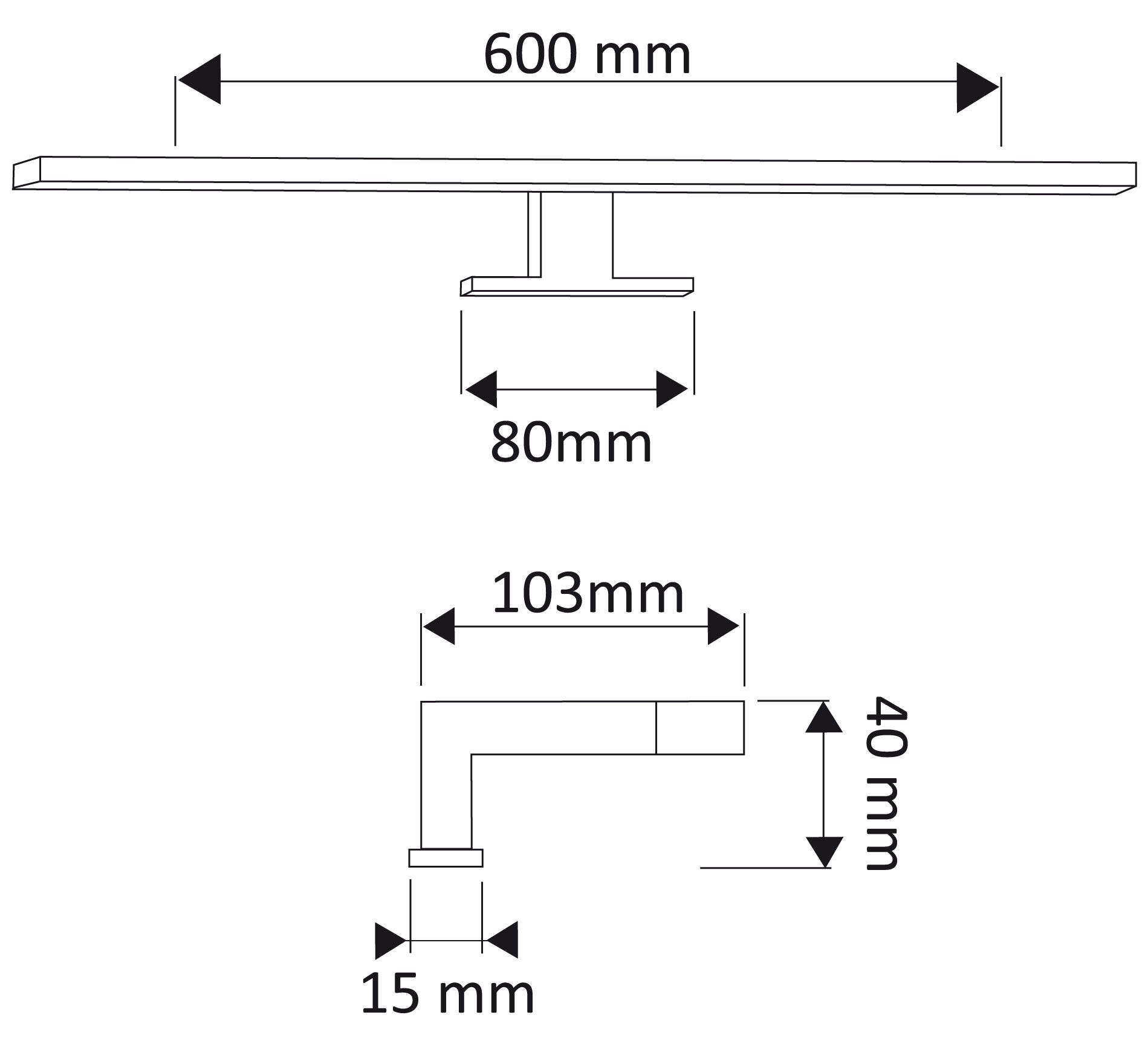 LED-Leuchte 60cm für Spiegel und Spiegelschränke