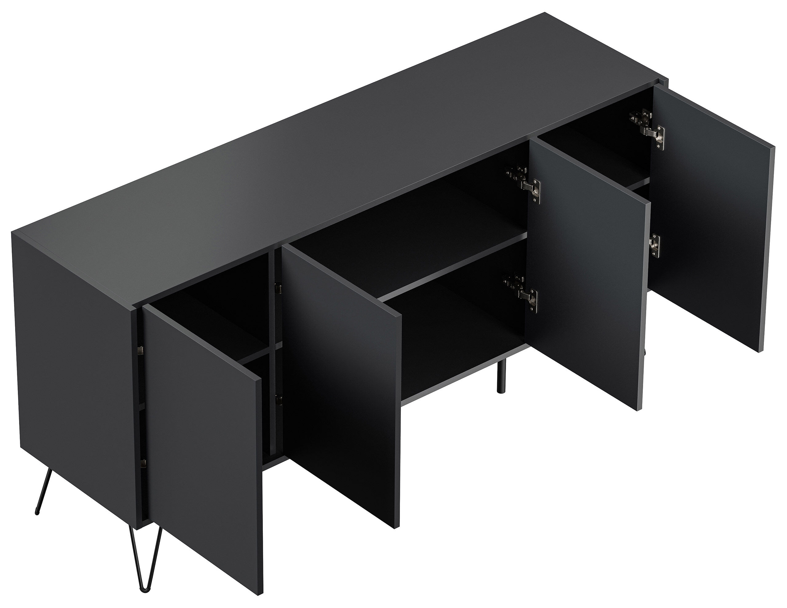 Raumwunder XL Sideboard Kommode Maxim 155cm stehend 4 Türen Grafit