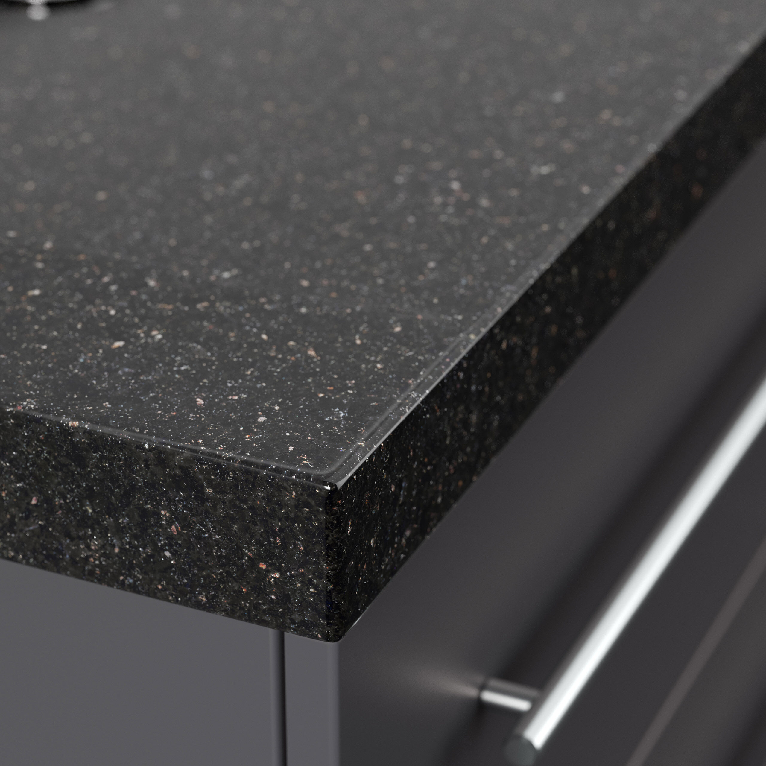 Badmöbel Granit Galaxy Black Damo 75 cm ohne Hahnloch SoftClose anthrazit