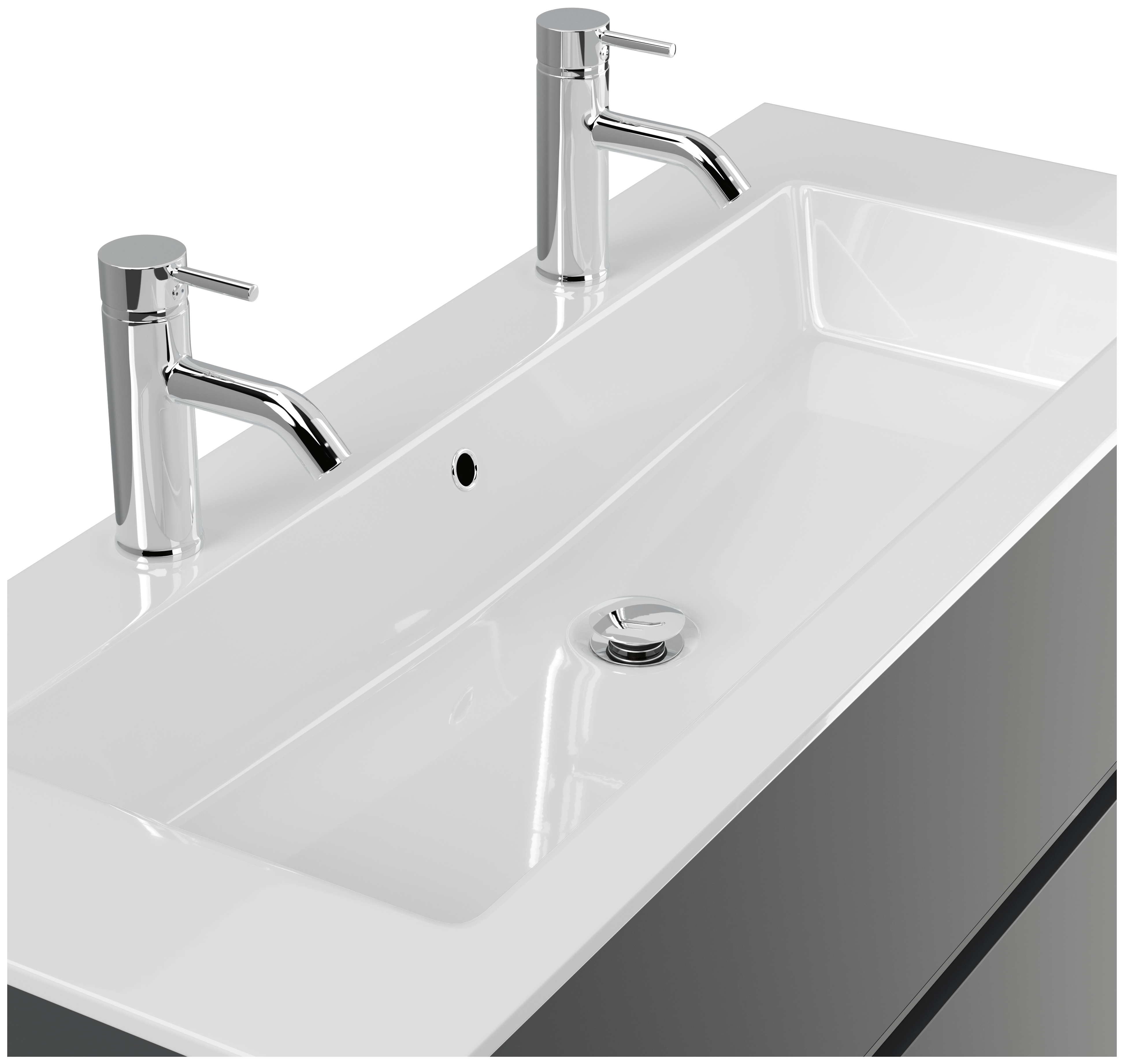 Doppelbadmöbel Taifun & Waschtisch 120 cm 2 Greifraum SoftClose Grafit
