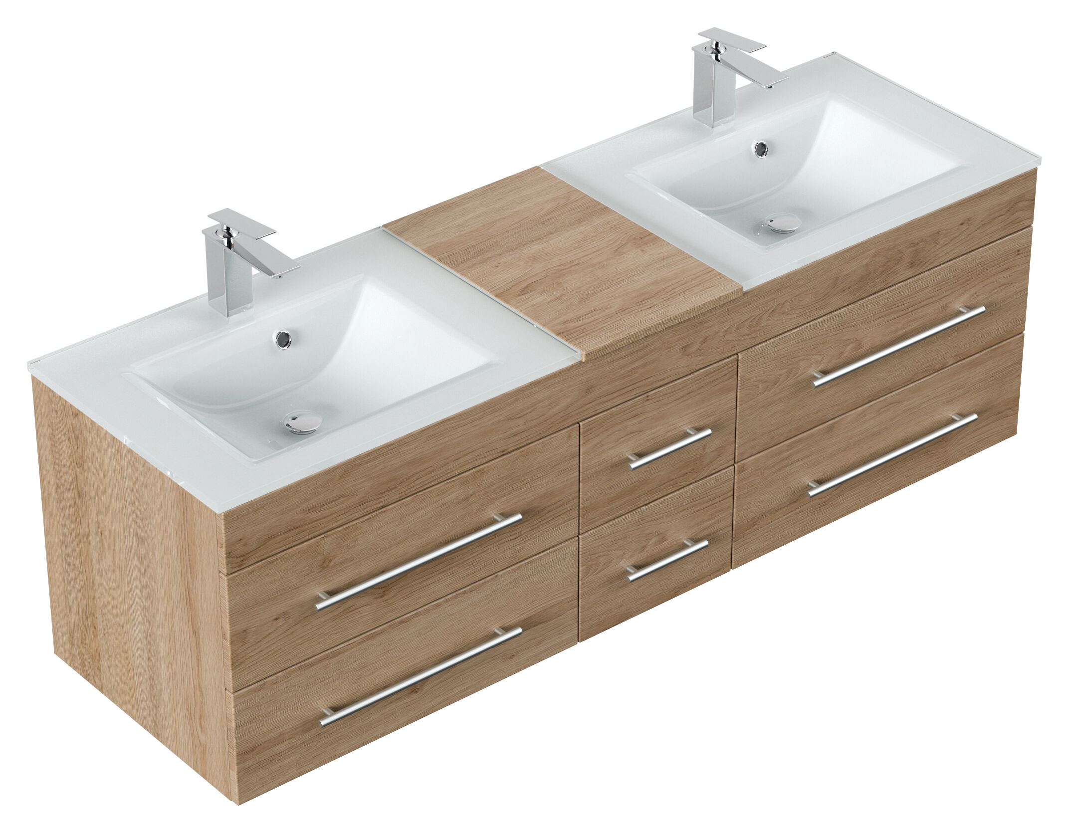 Badmöbel Vitro XL mit Doppel-Glasbecken SoftClose beton