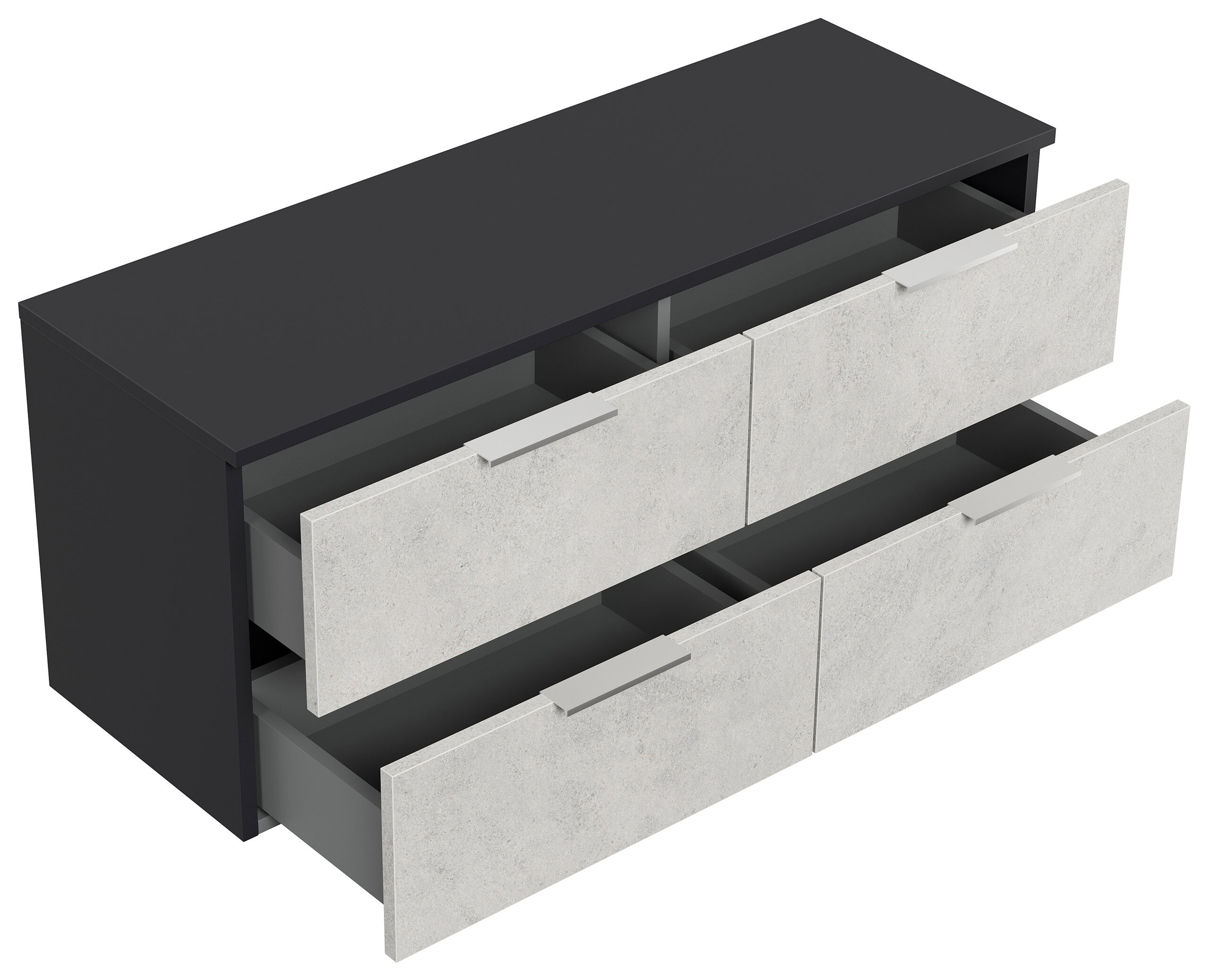 Design Hängekonsole Sideboard Urban Slimline 4 Softeinzüge lackiert Creme-Grafit