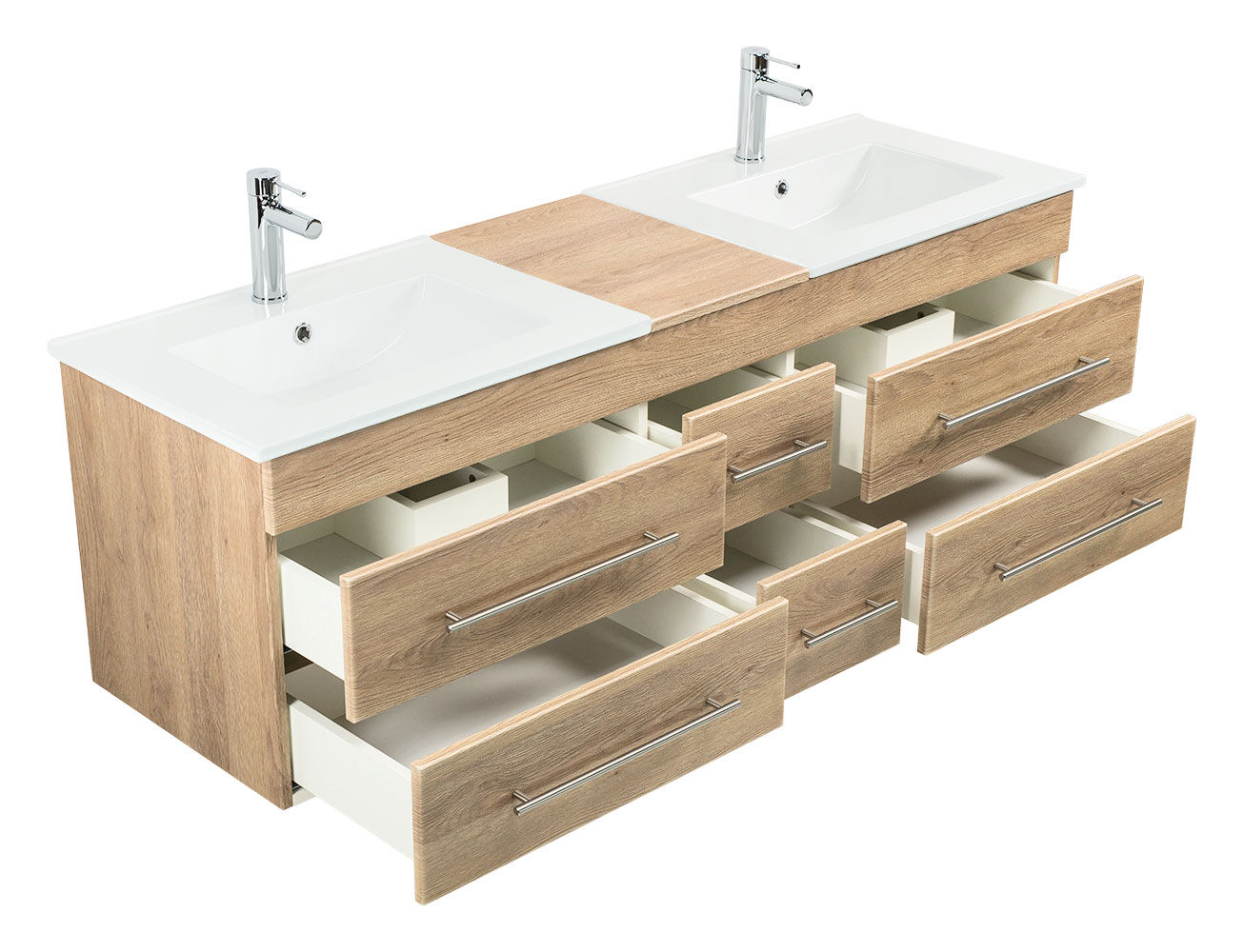 Badmöbel Milano XL 172cm Doppel- Waschtisch SoftClose weiss hochglanz