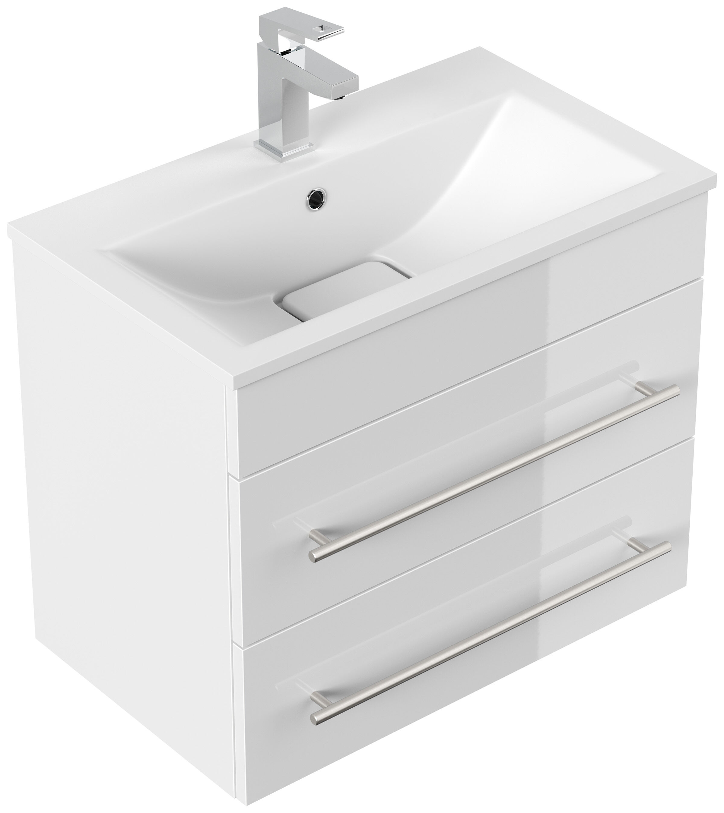 Badmöbel Mona 60x36cm mit 2 SoftClose Schubladen weiss hochglanz