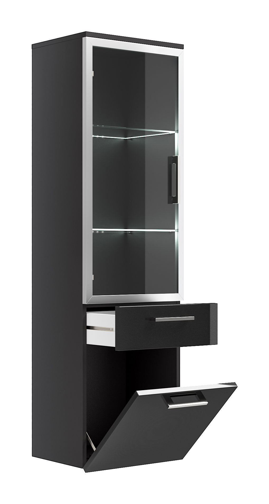 Hochschrank Rima 135 cm mit Glastür Anthrazit