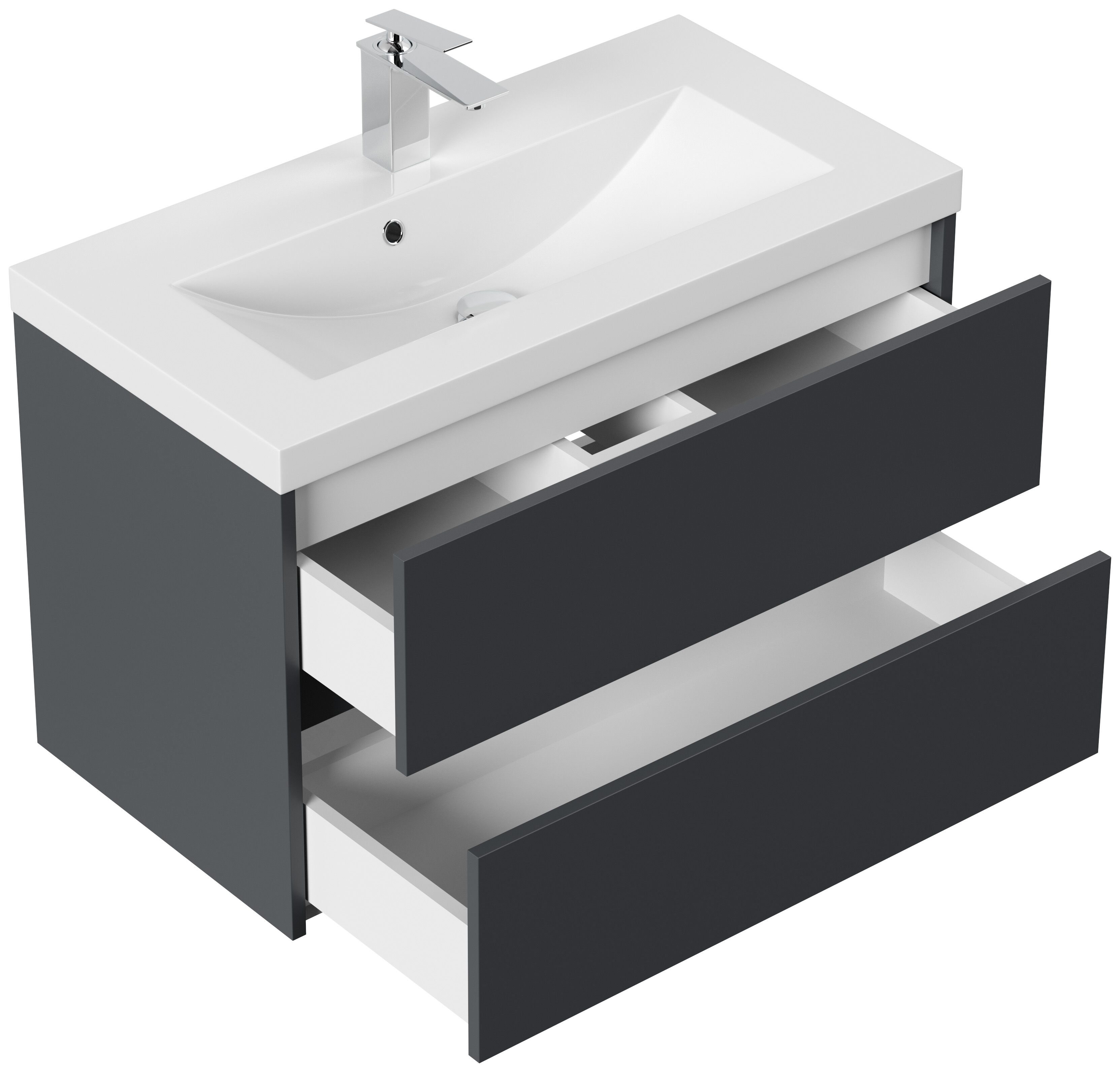 Badmöbel Melora & Waschtisch 80cm 2 Greifraum SoftClose Auszüge eiche gold