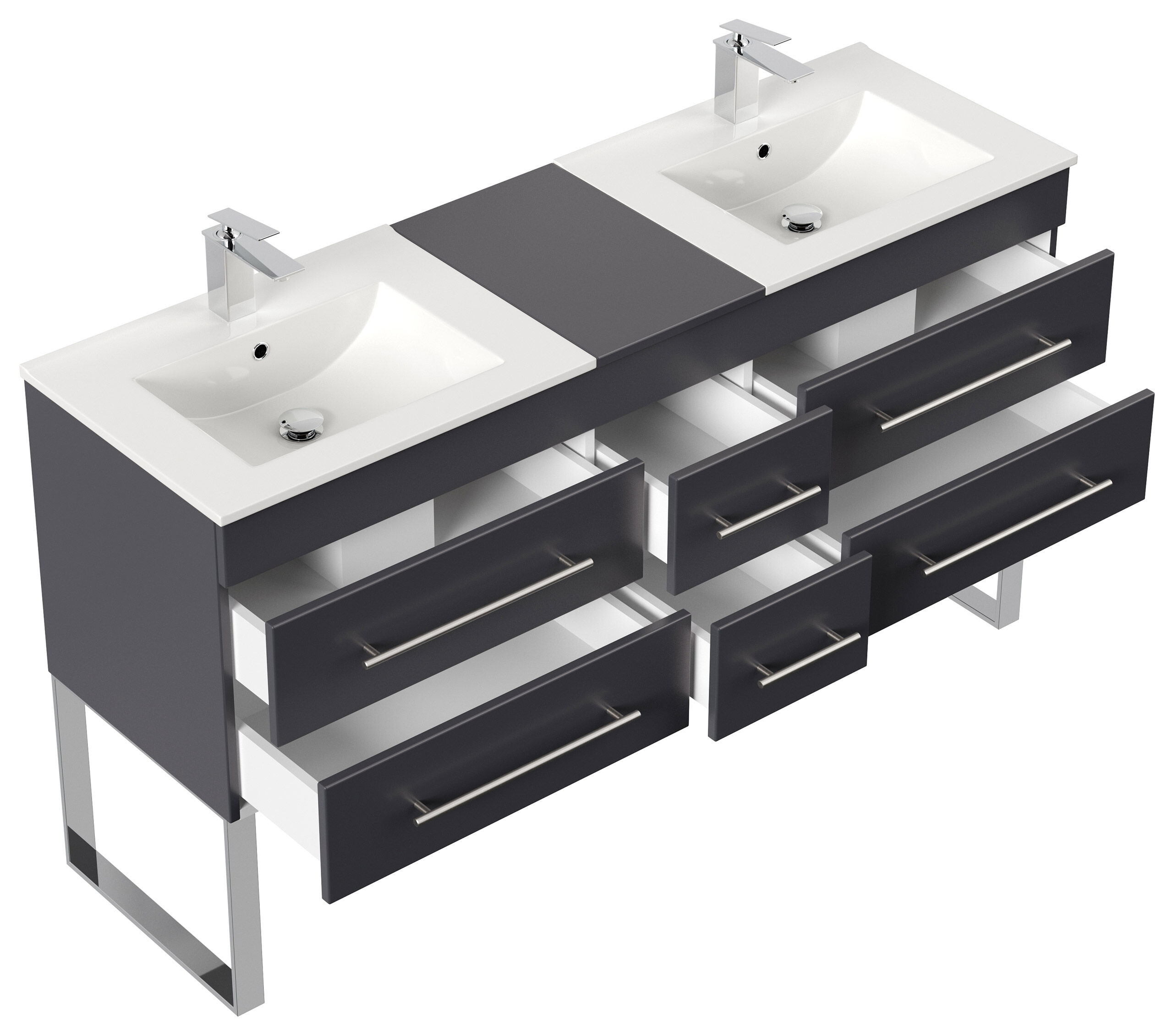 Stand Badmöbel Roma XL SoftClose weiss hochglanz