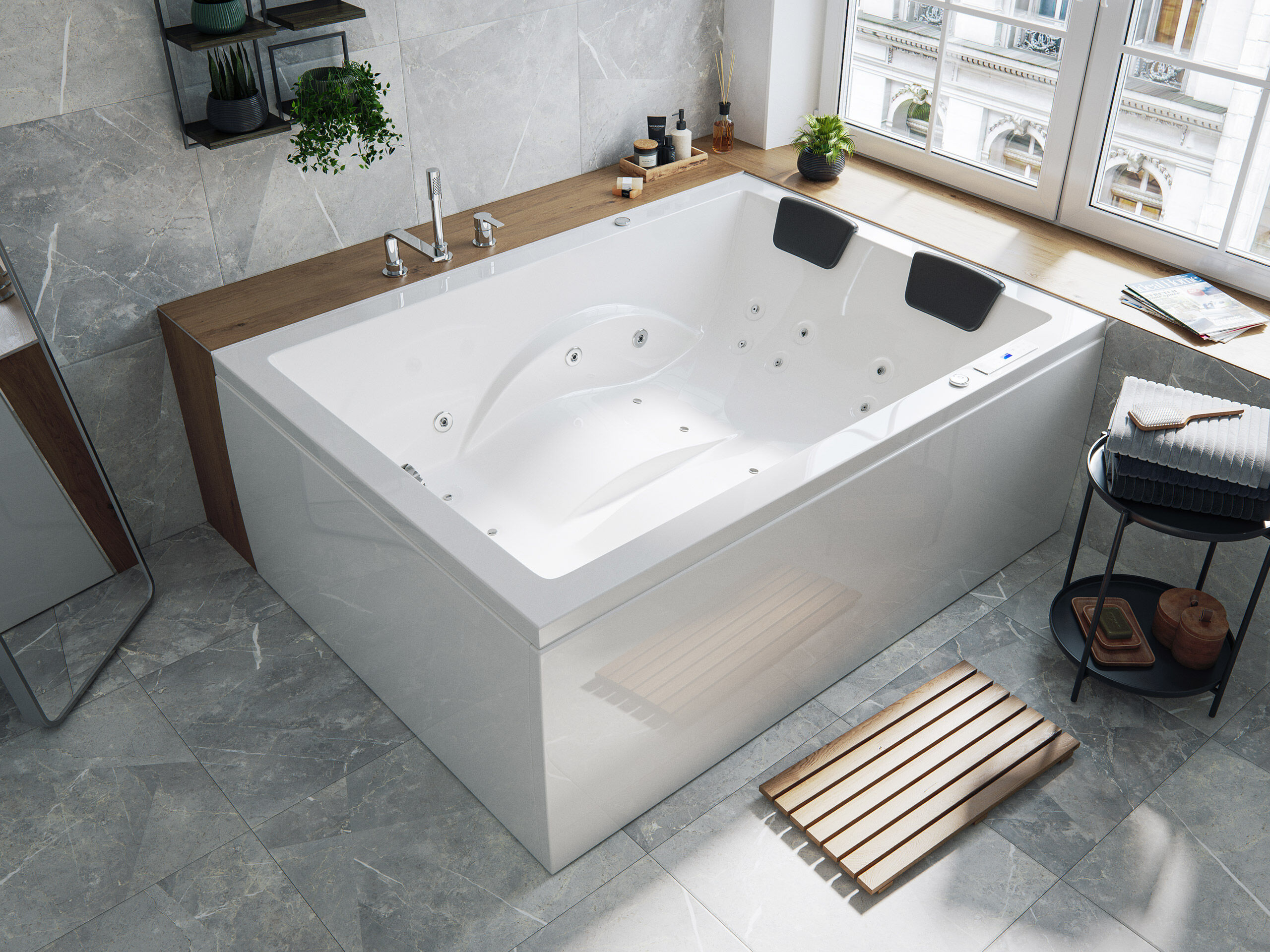 Whirlpool Andalusia 2 Pers. 180x130 rechts Made in Germany 24 Düsen mit Armatur