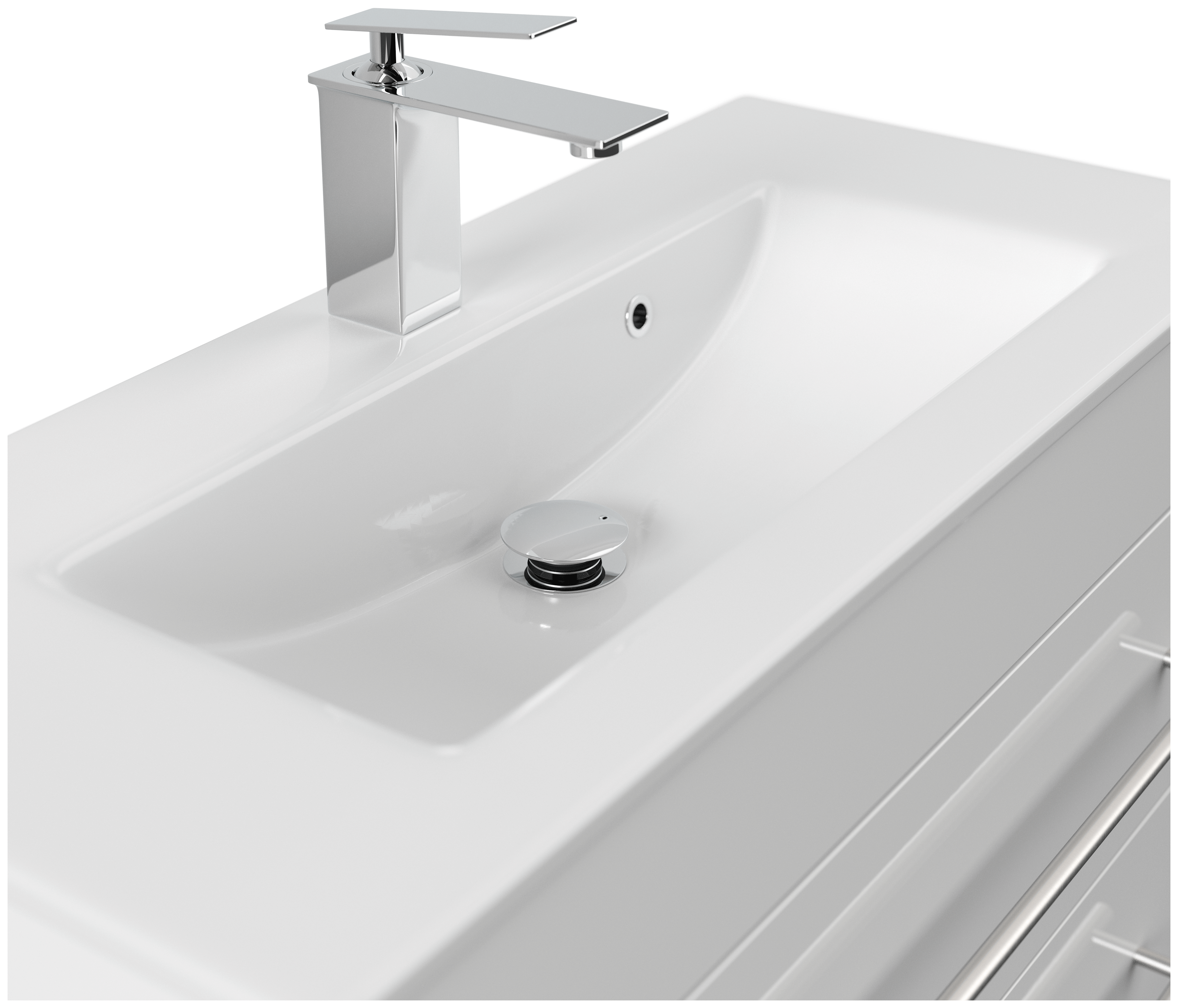 Badmöbel Mars 800 SlimLine 80x36cm mit 2 SoftClose Schubladen weiss hochglanz