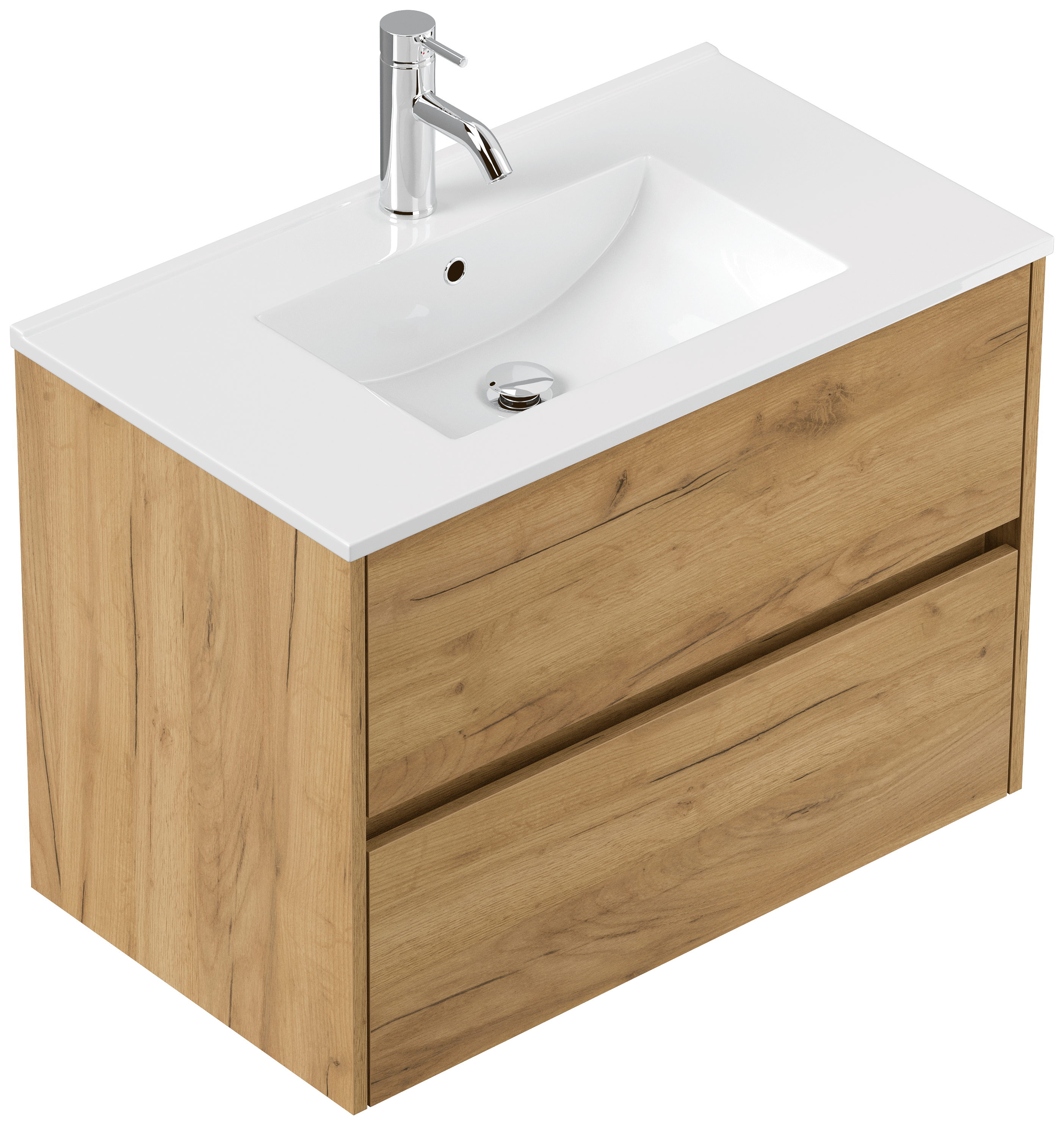 Badmöbel Taifun & Waschtisch 80 cm 2 Greifraum SoftClose Auszüge eiche gold