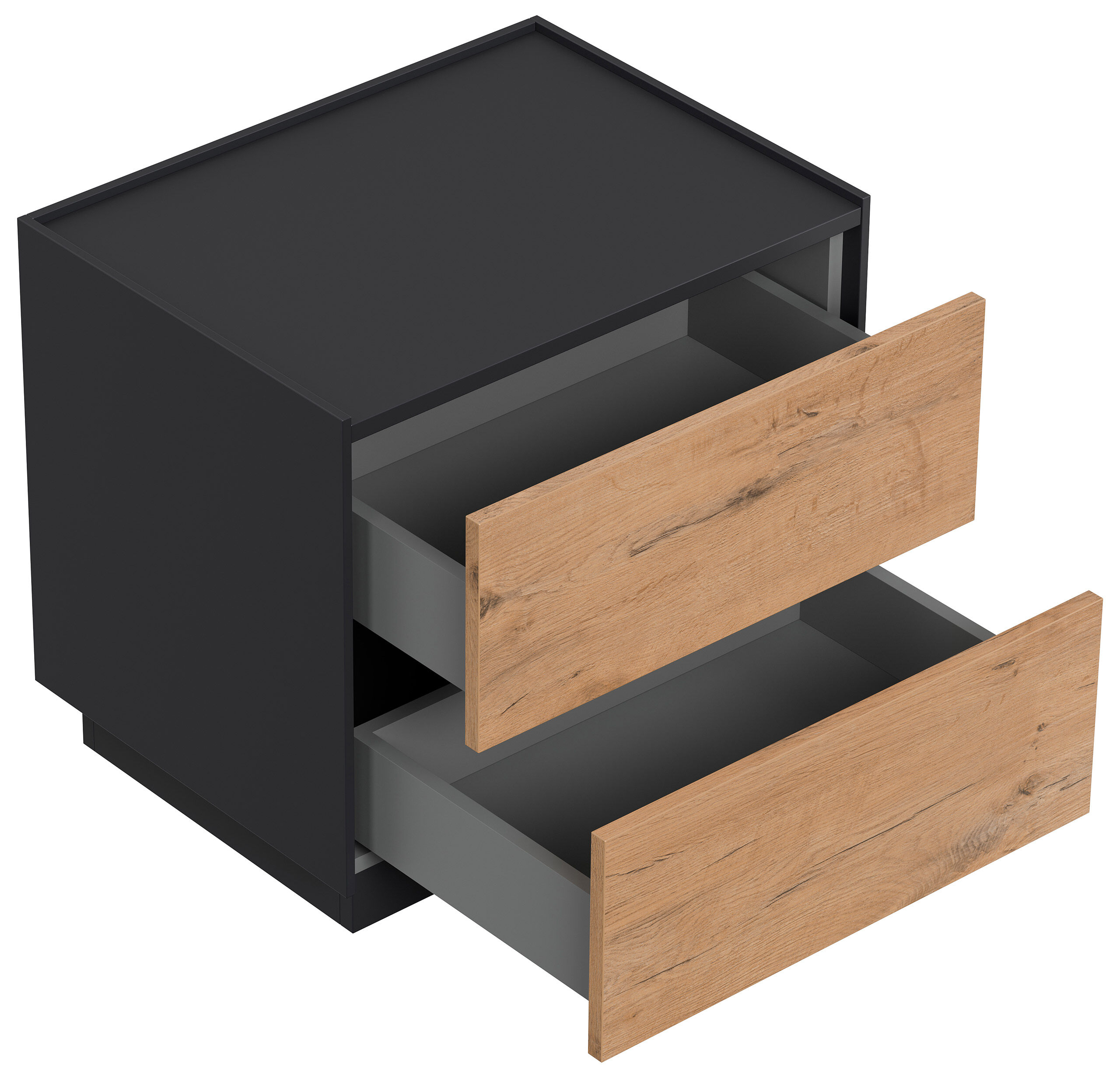 Design Nachttisch Kommode Concepto L 60cm, 2 Pushauszüge Oak