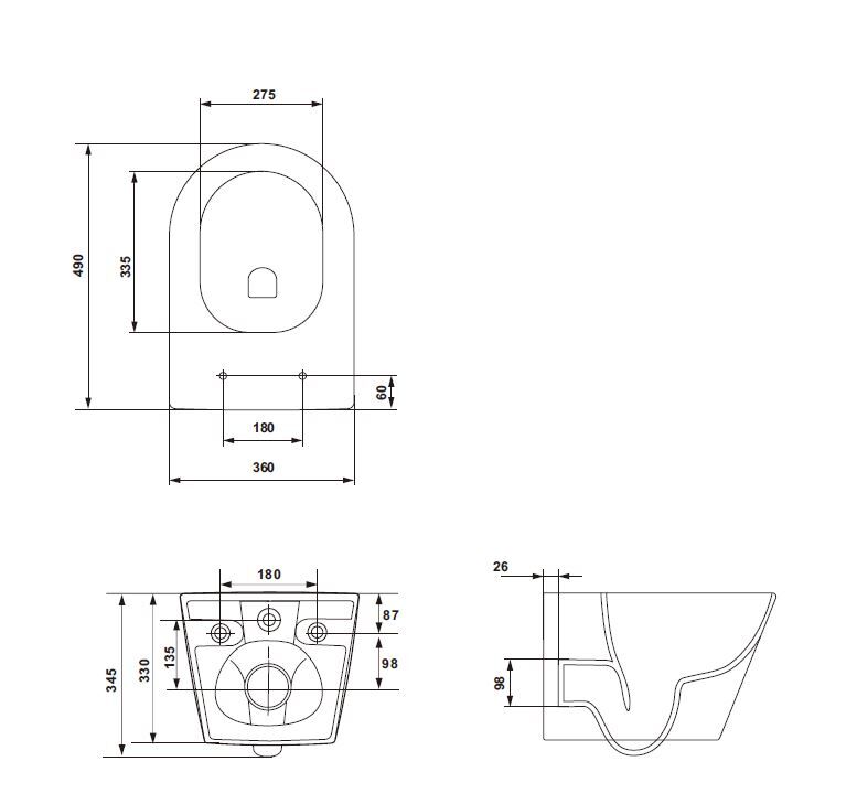 Wand-WC Komplettset MESTA mit WC-Sitz-Absenkenautomatik und Tornado-Spülung