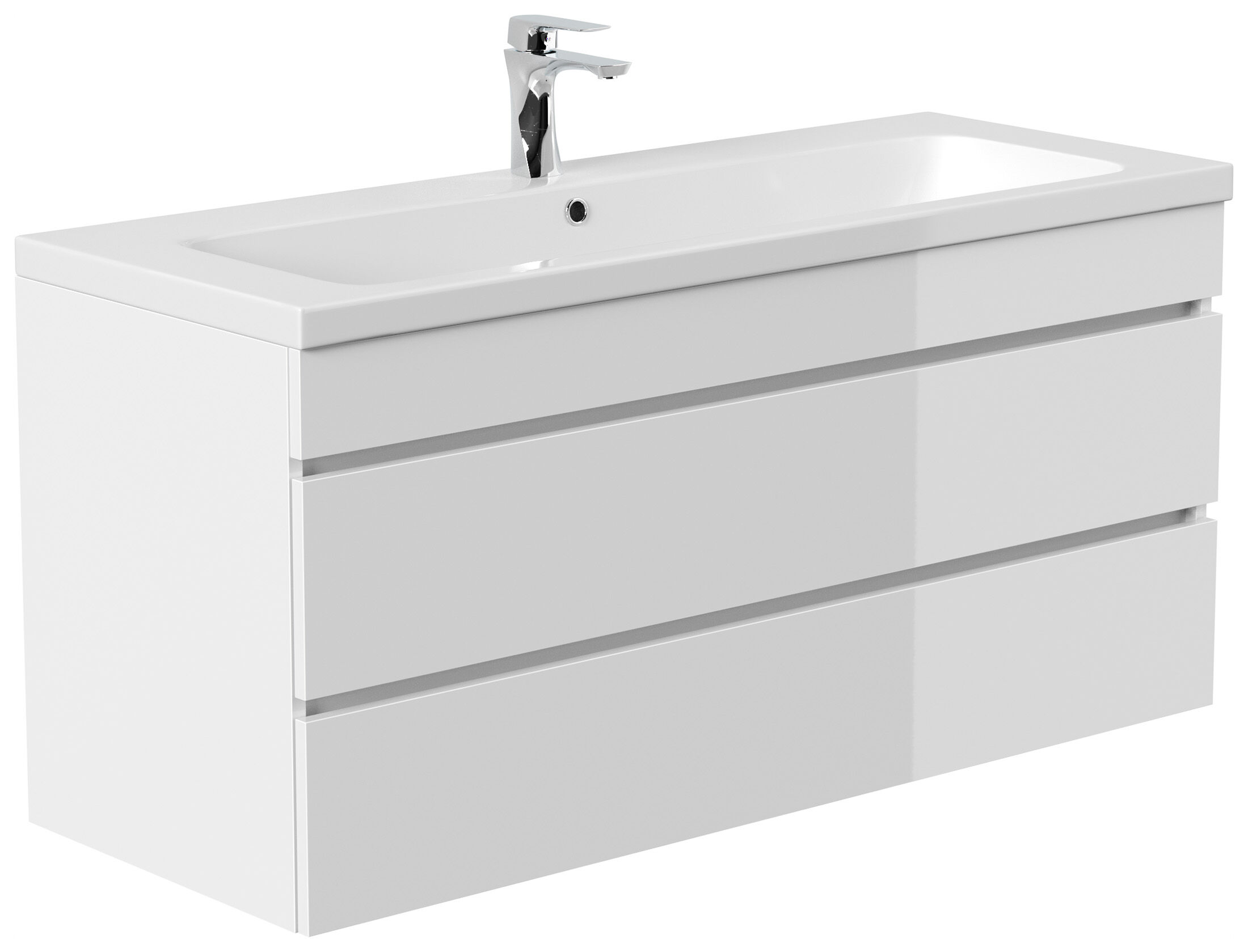 Badmöbel Via 120 SoftClose weiss hochglanz mit grifflosen Schubladen