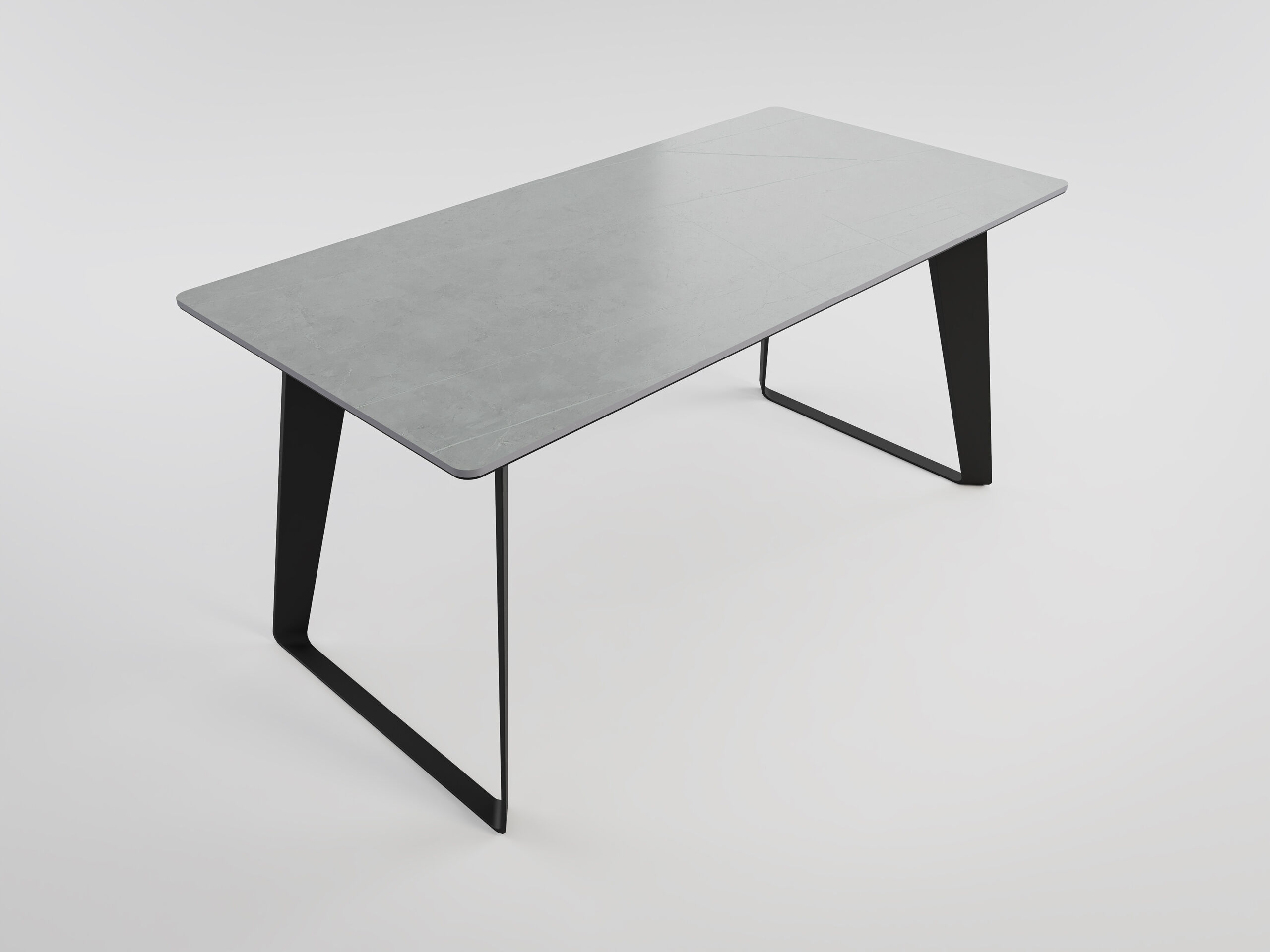 Esszimmertisch FLORINT 160x80cm weiße Keramikplatte schwarze Design-Tischkufen