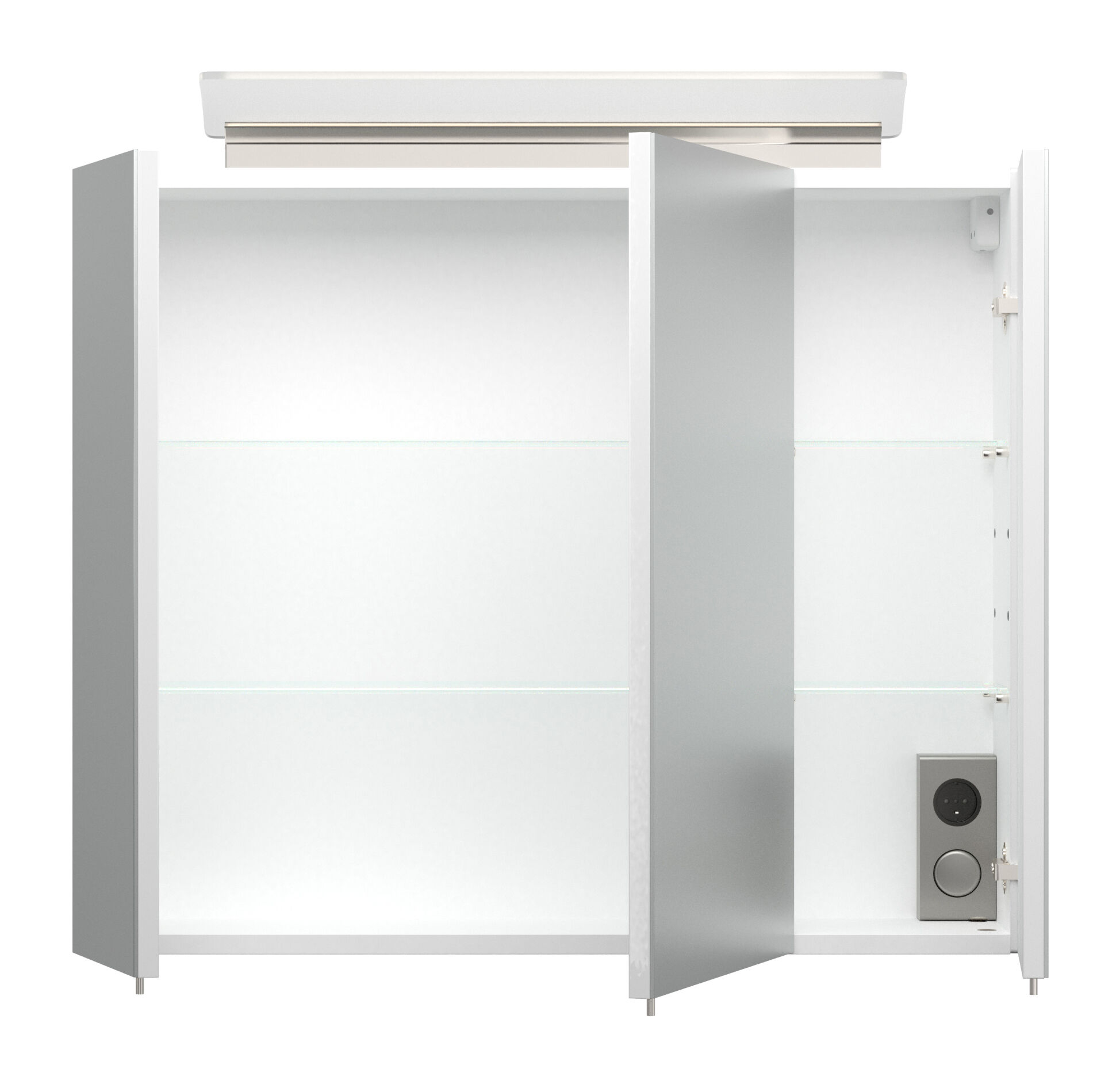 Spiegelschrank 75cm inkl. Design LED-Lampe und Glasböden beton