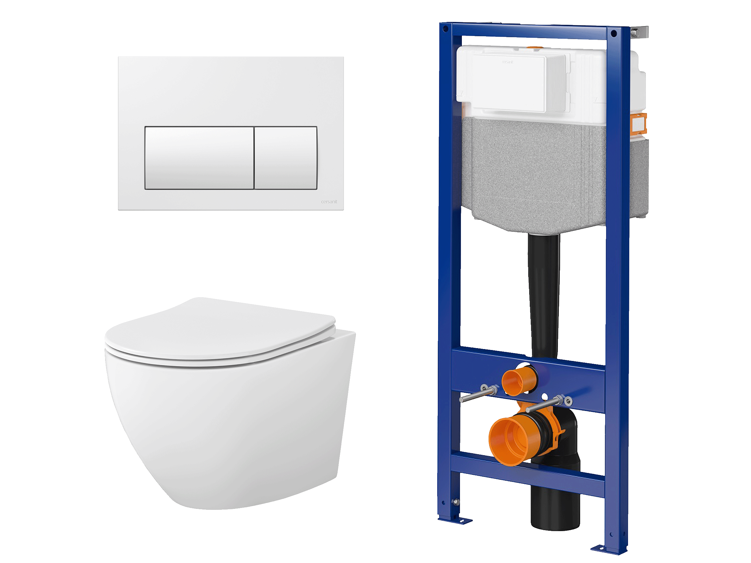WC-Set DESSE mit Tornado-Spülung, Vorwandelement 50 cm und Betätigungsplatte