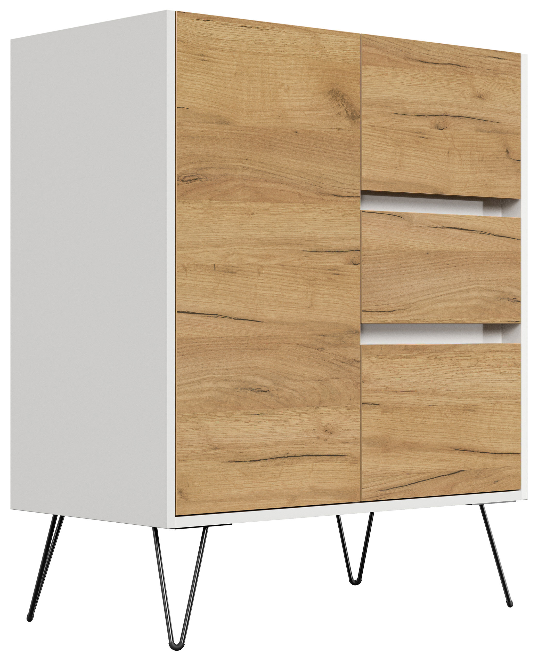 Design Sideboard Kommode Rauk 80cm 3 Greifraum SoftClose 1 Tür Grafit