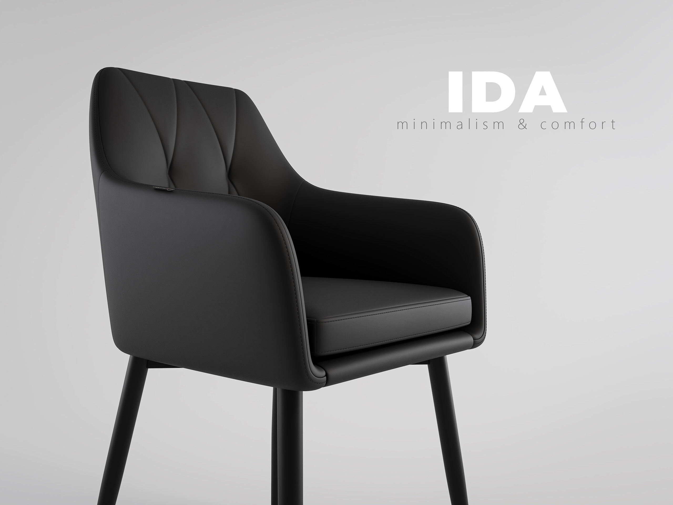 Esszimmerstuhl Design Küchenstuhl Ida Kunstleder schwarz Metallbeine
