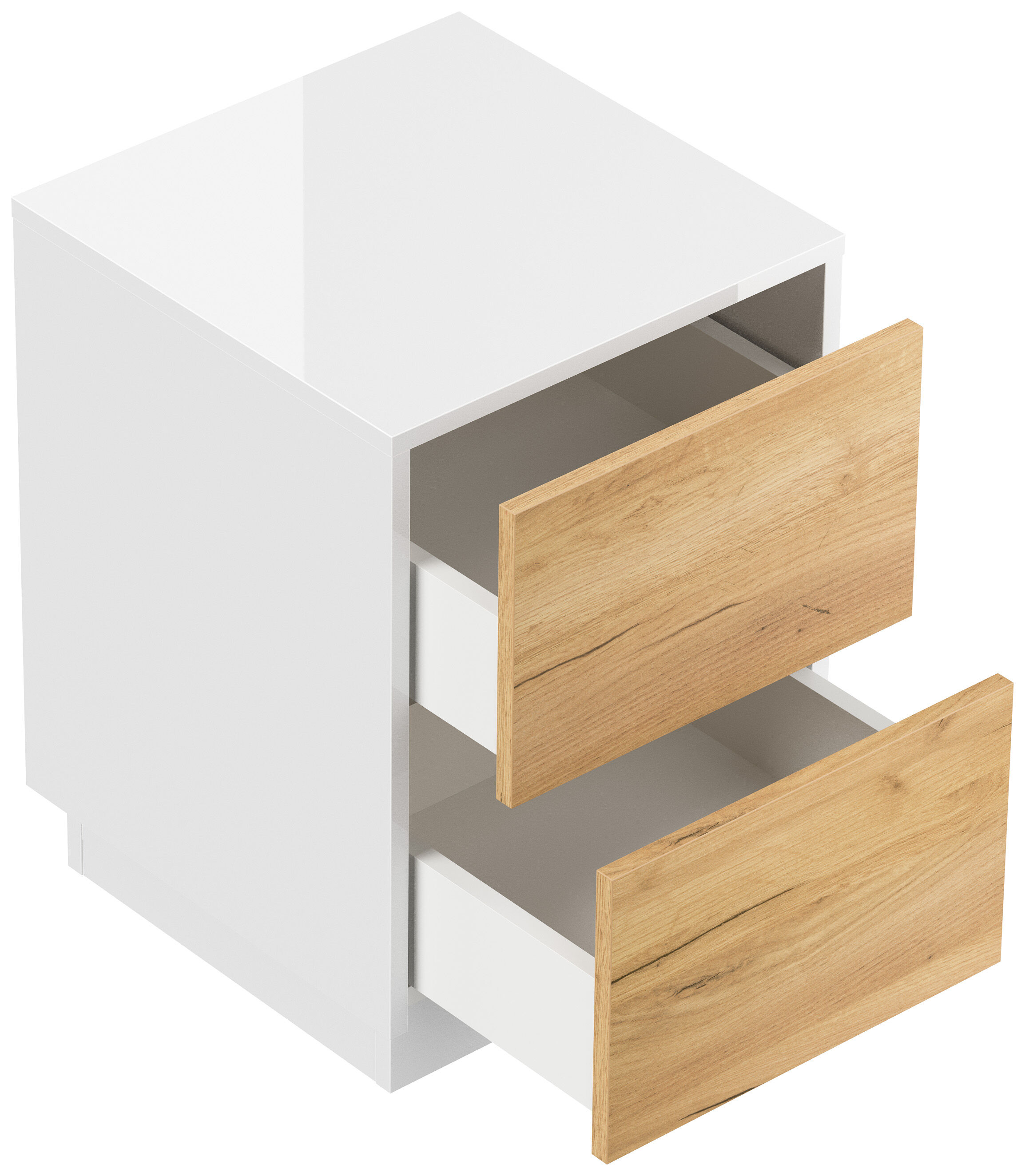 Design Nachttisch Concepto S 40cm stehend, 2 Pushauszüge Grafit Eiche