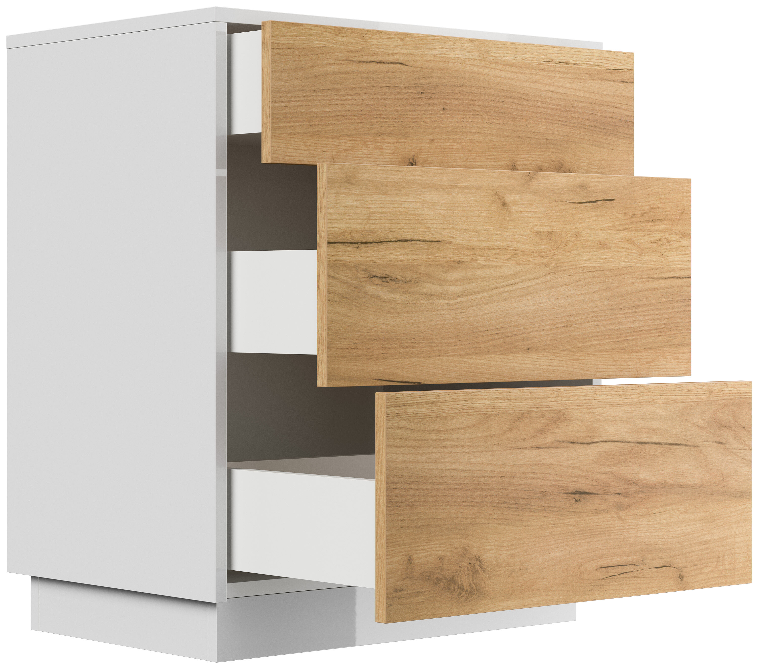 Design Nachttisch Lux L 60cm stehend, 3 Pushauszüge Grafit