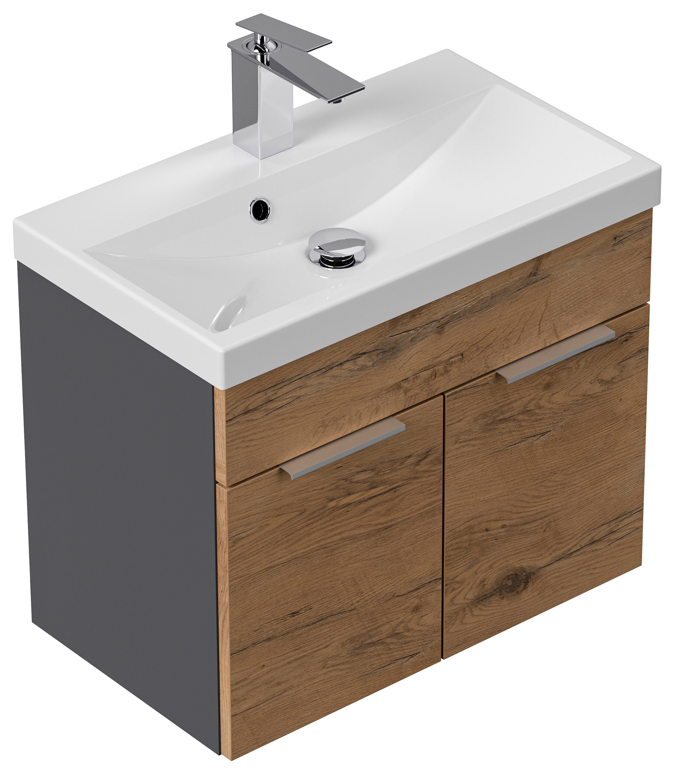 Badmöbel-Set Slimline Vega 2tlg mit Spiegel SoftClose weiss hochglanz/weiss matt