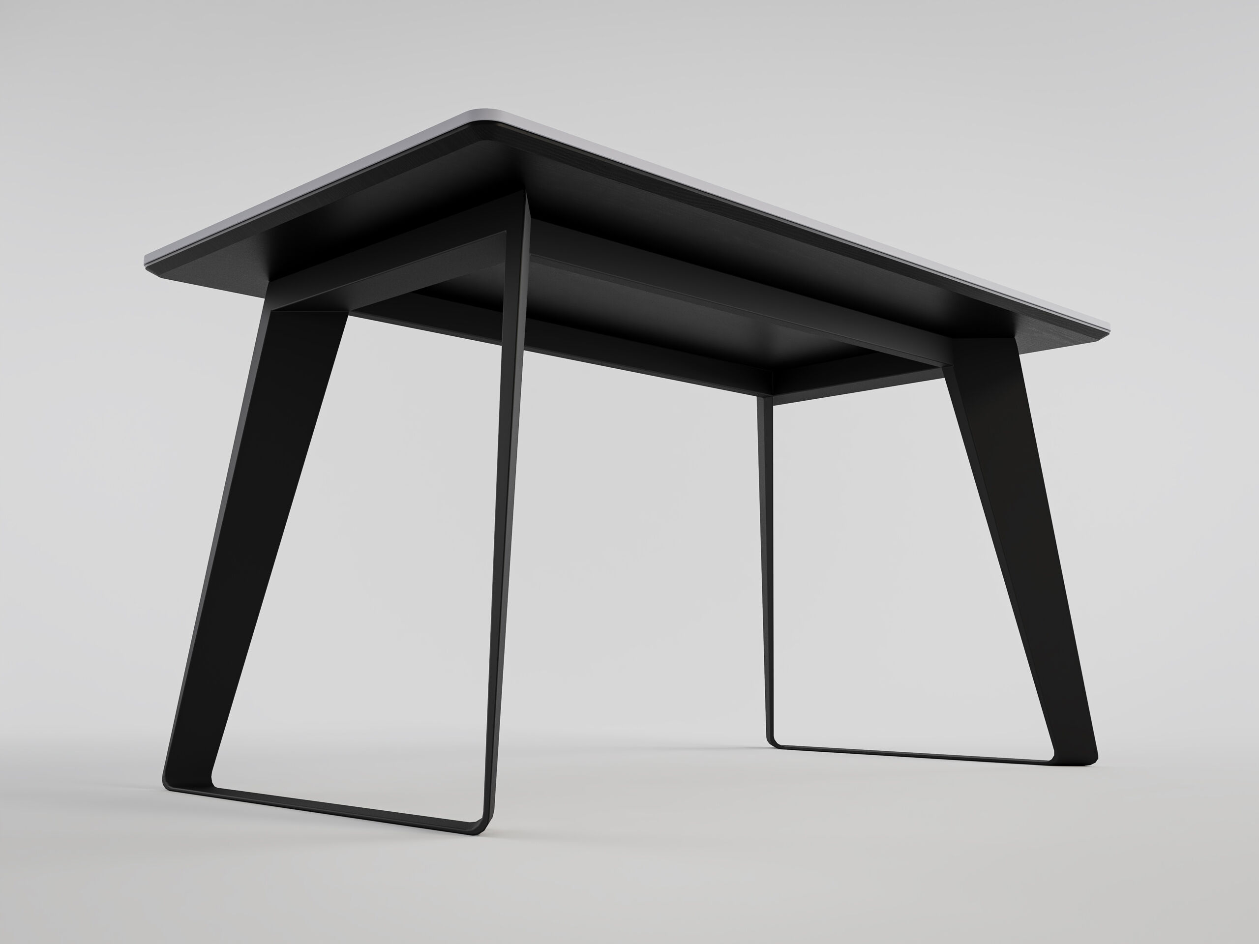 Esszimmertisch FLORINT 140x80cm weiße Keramikplatte schwarze Design-Tischkufen