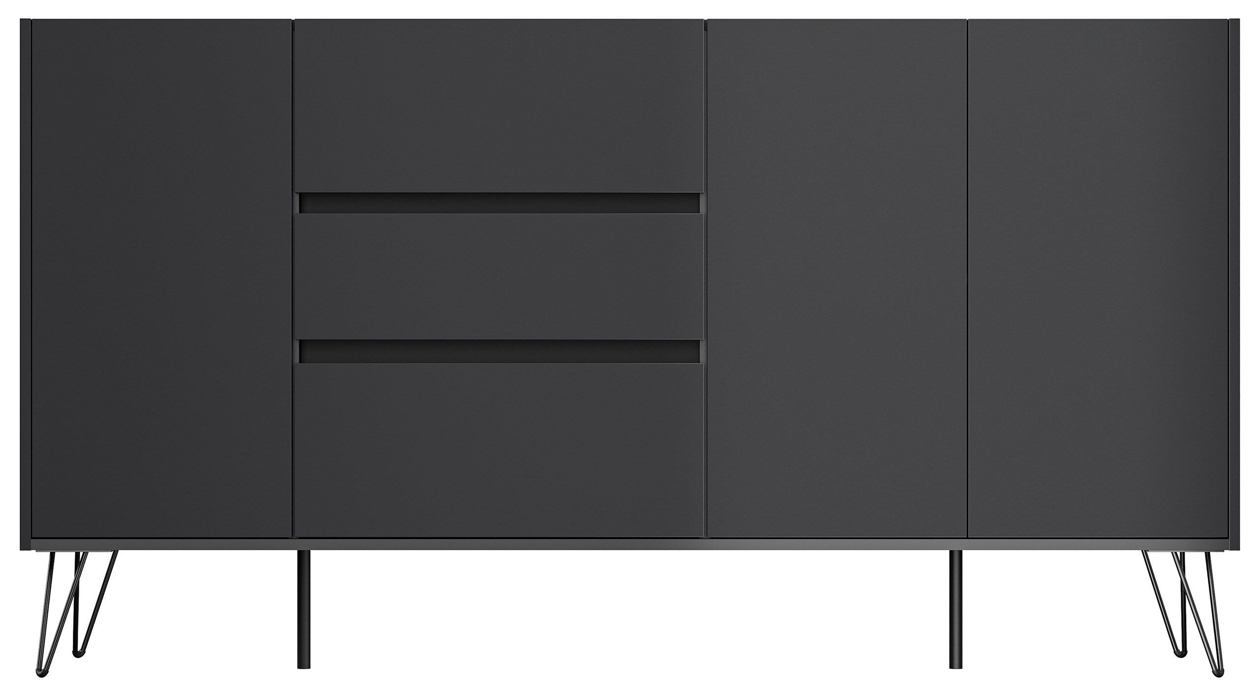 Design Sideboard Kommode Zuma 180cm Greifraum 3 SoftClose 3 Türen Weiß hochglanz