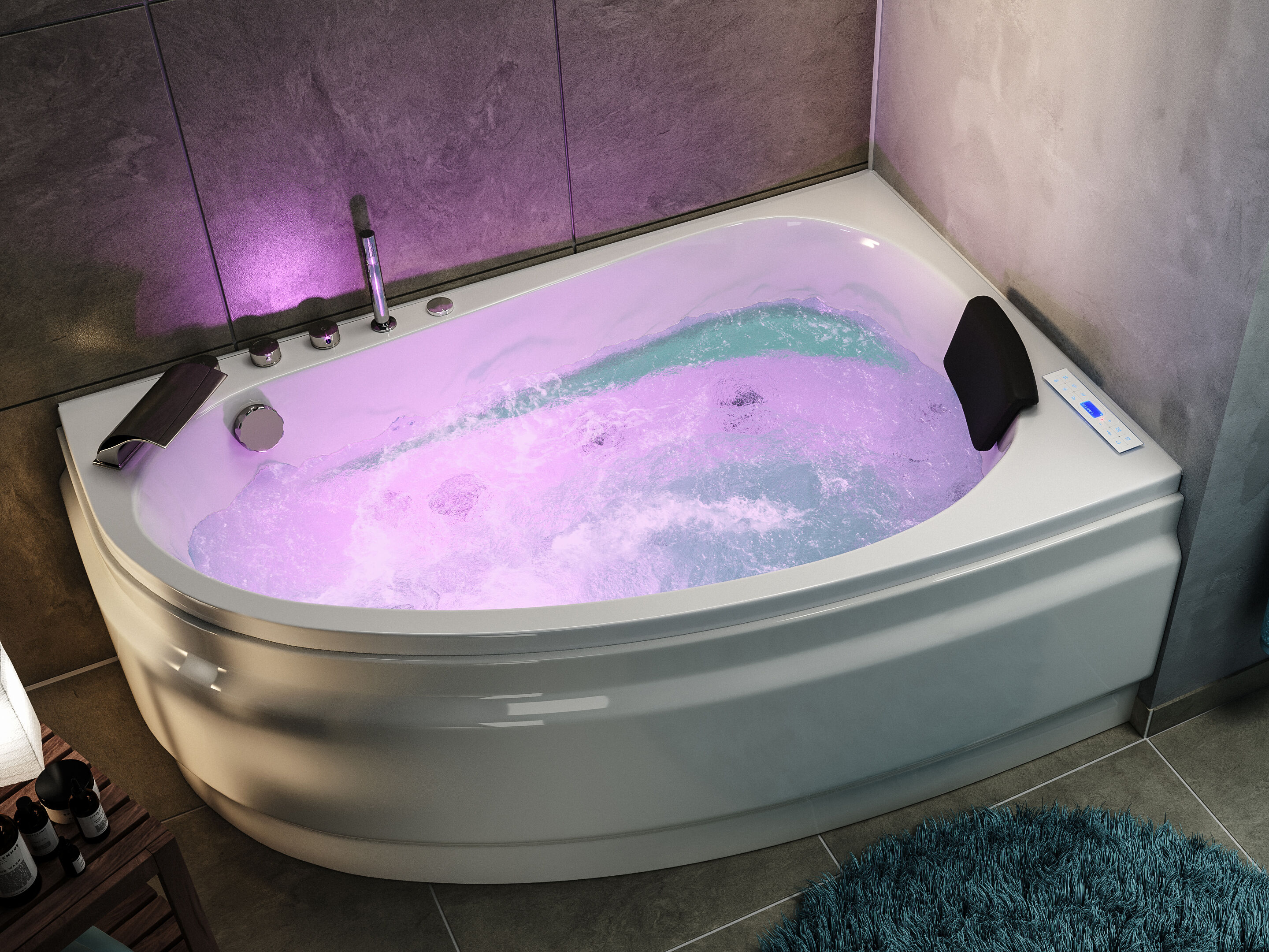 Langeck Whirlpool Stardust 150x95 rechts Made in Germany 22 Düsen mit Armatur
