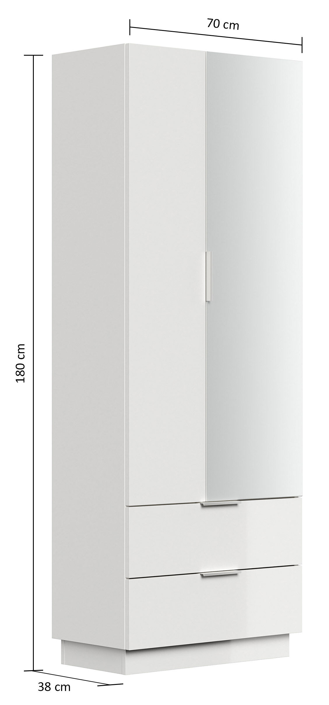 Schuhschrank Castello-M Spiegeltür 2 Softeinzüge 24 Paar Oak