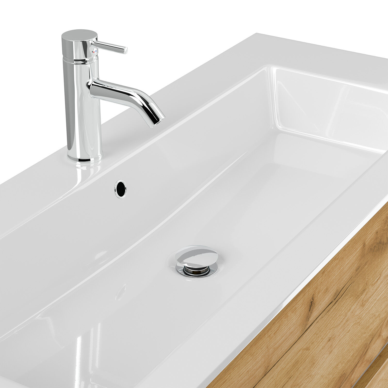 Badmöbel Taifun mit Waschtisch 120 cm 2 Greifraum SoftClose Auszüge eiche gold