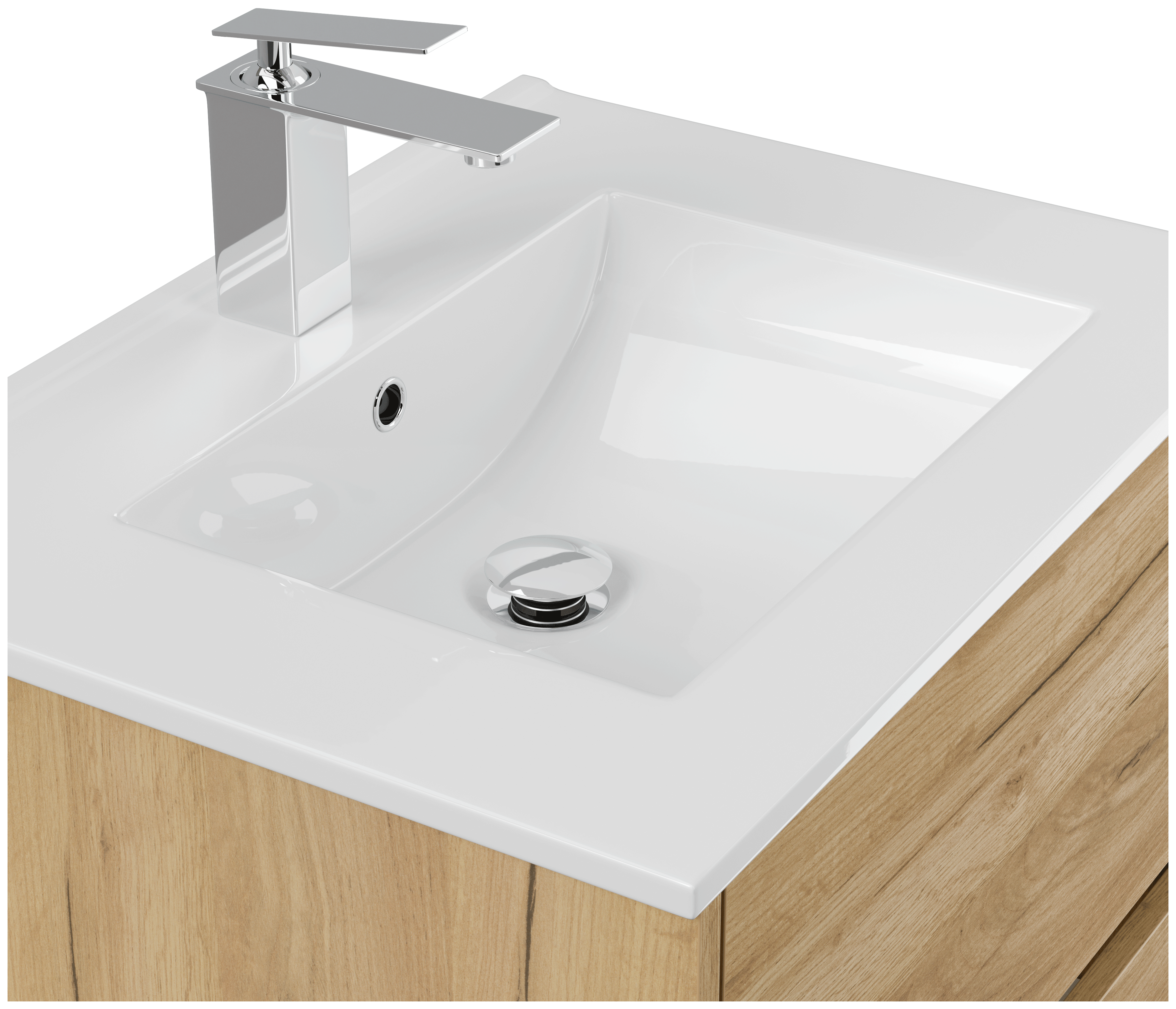 Badmöbel Taifun & Waschtisch 60cm 2 Greifraum SoftClose Auszüge eiche gold
