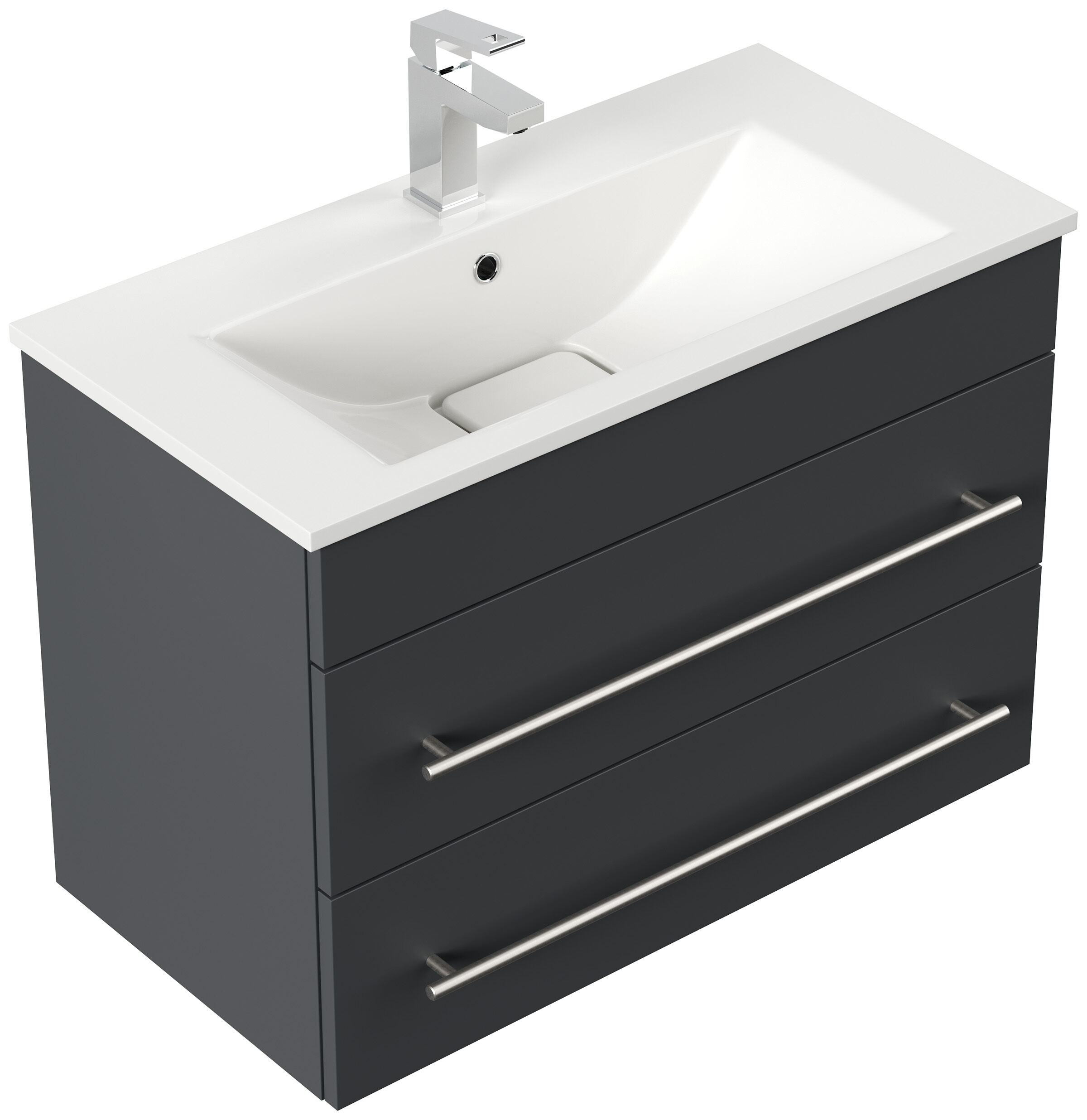 Badmöbel Mona 80x36cm mit 2 SoftClose Schubladen grafit