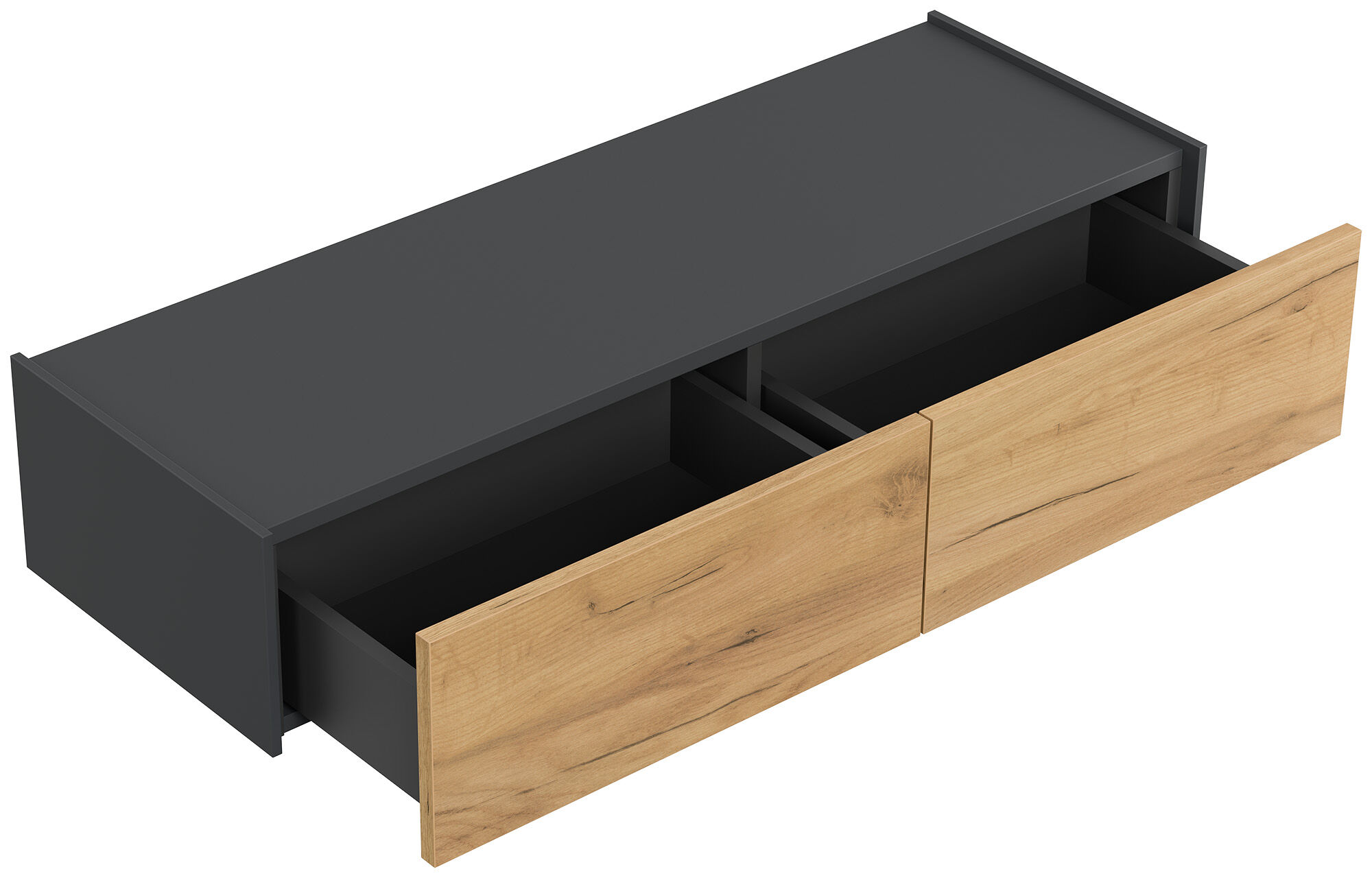 Hängekonsole Urban Slimline 2 Schubladen Push-to-open Grafit/ Eiche Gold