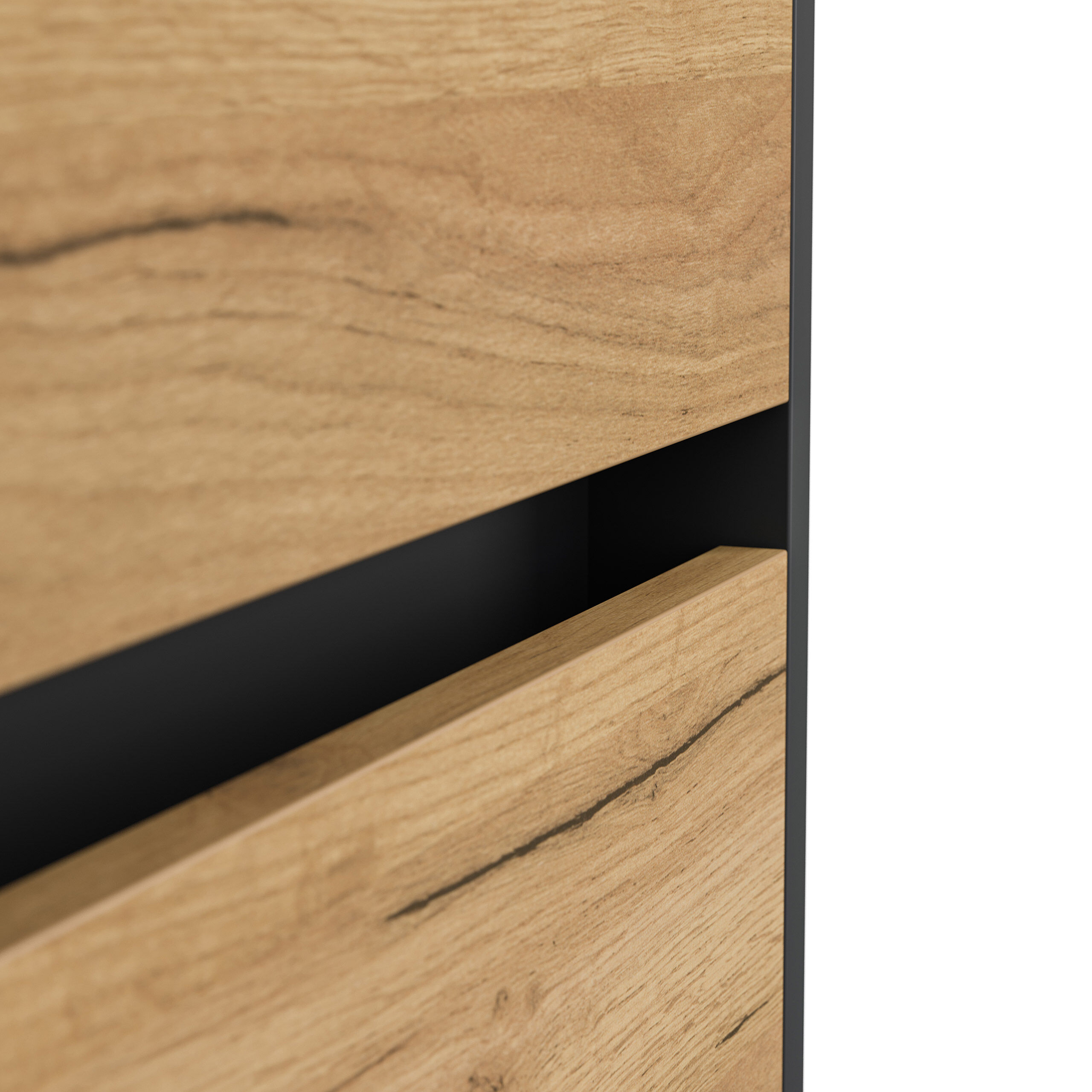 Nachttisch Yako 50cm 2 SoftClose stehend Weiß & Eiche Front