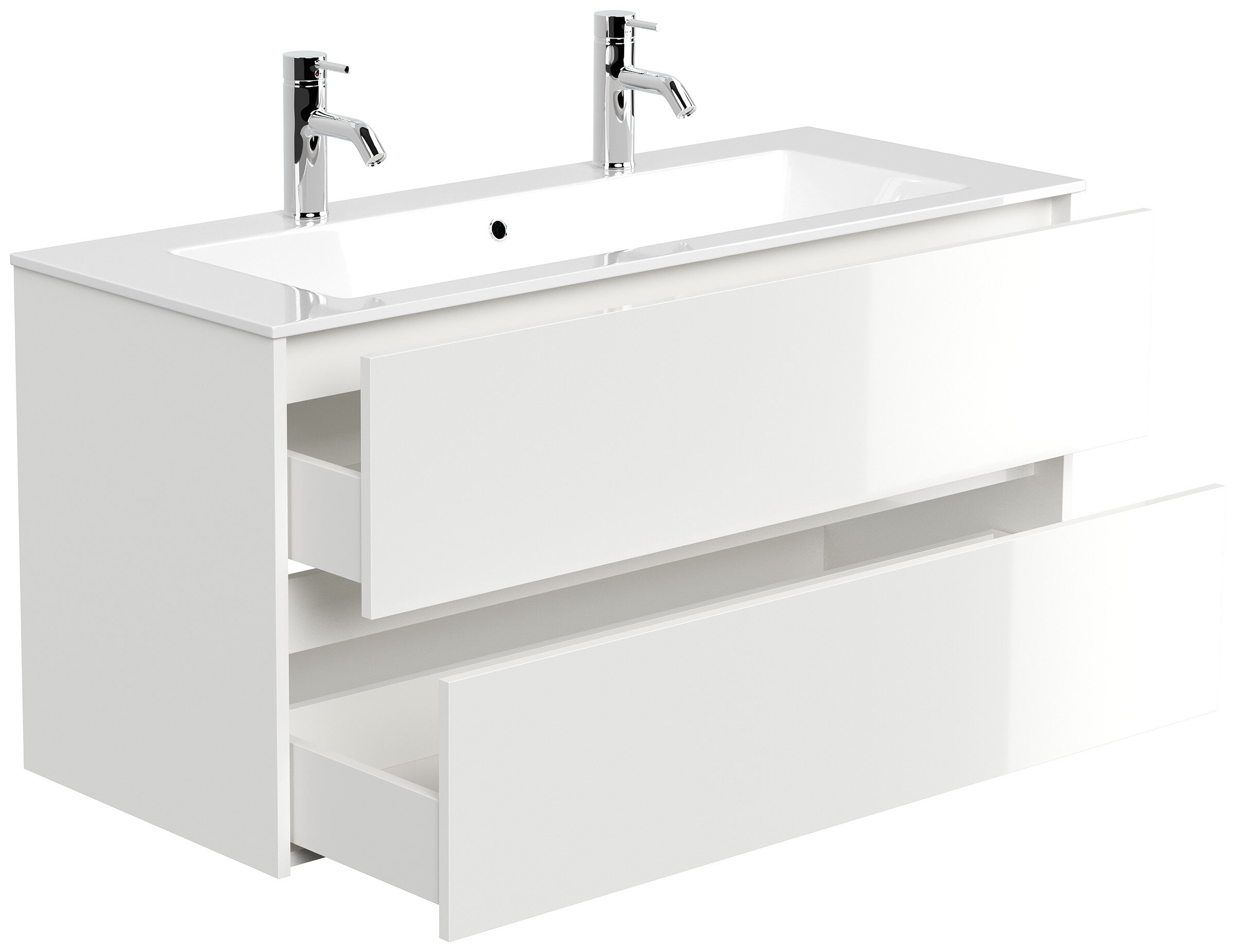 Doppelbadmöbel Taifun mit Waschtisch 120 cm 2 Greifraum SoftClose Auszüge eiche