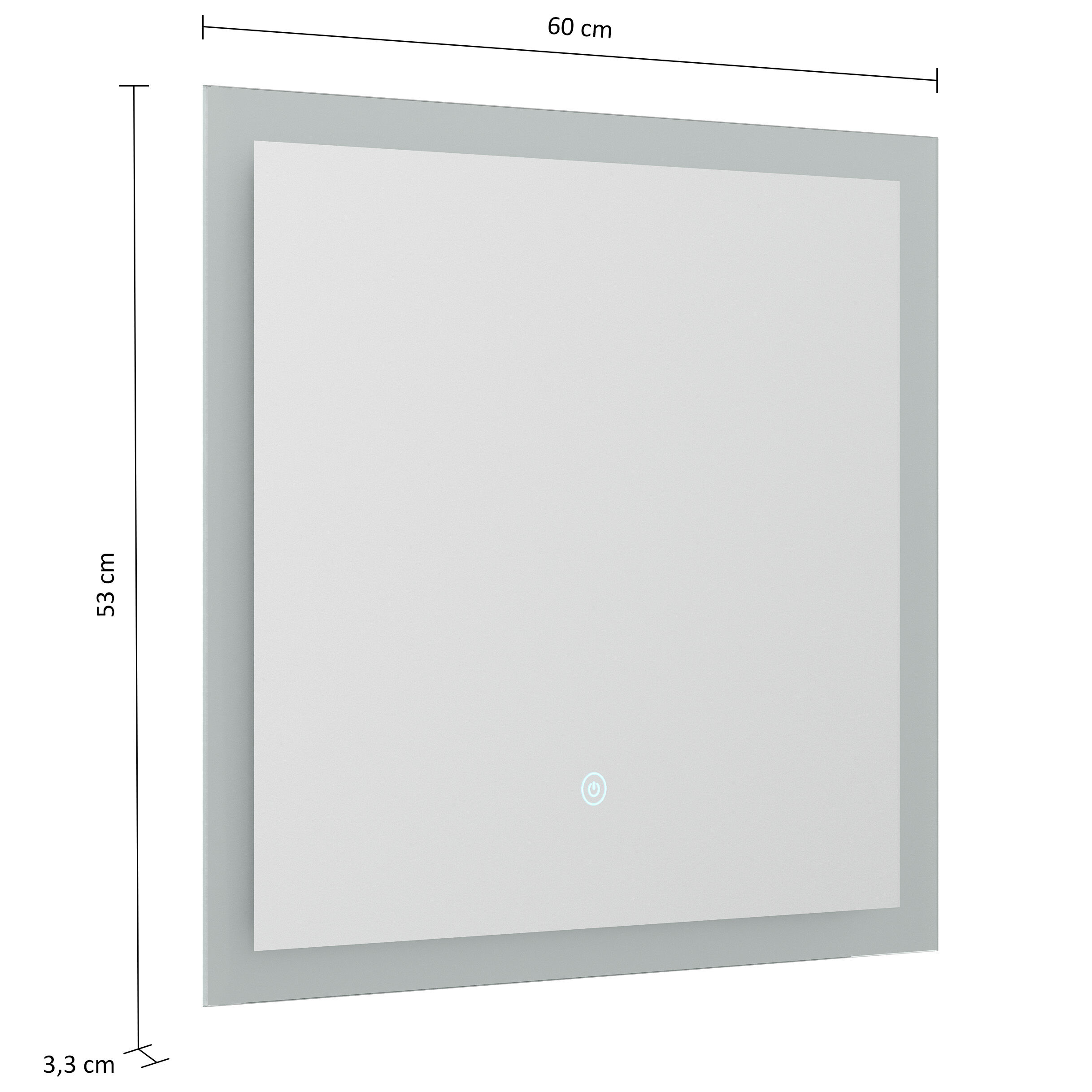 LED Spiegel 60x53 cm mit Touch Bedienung