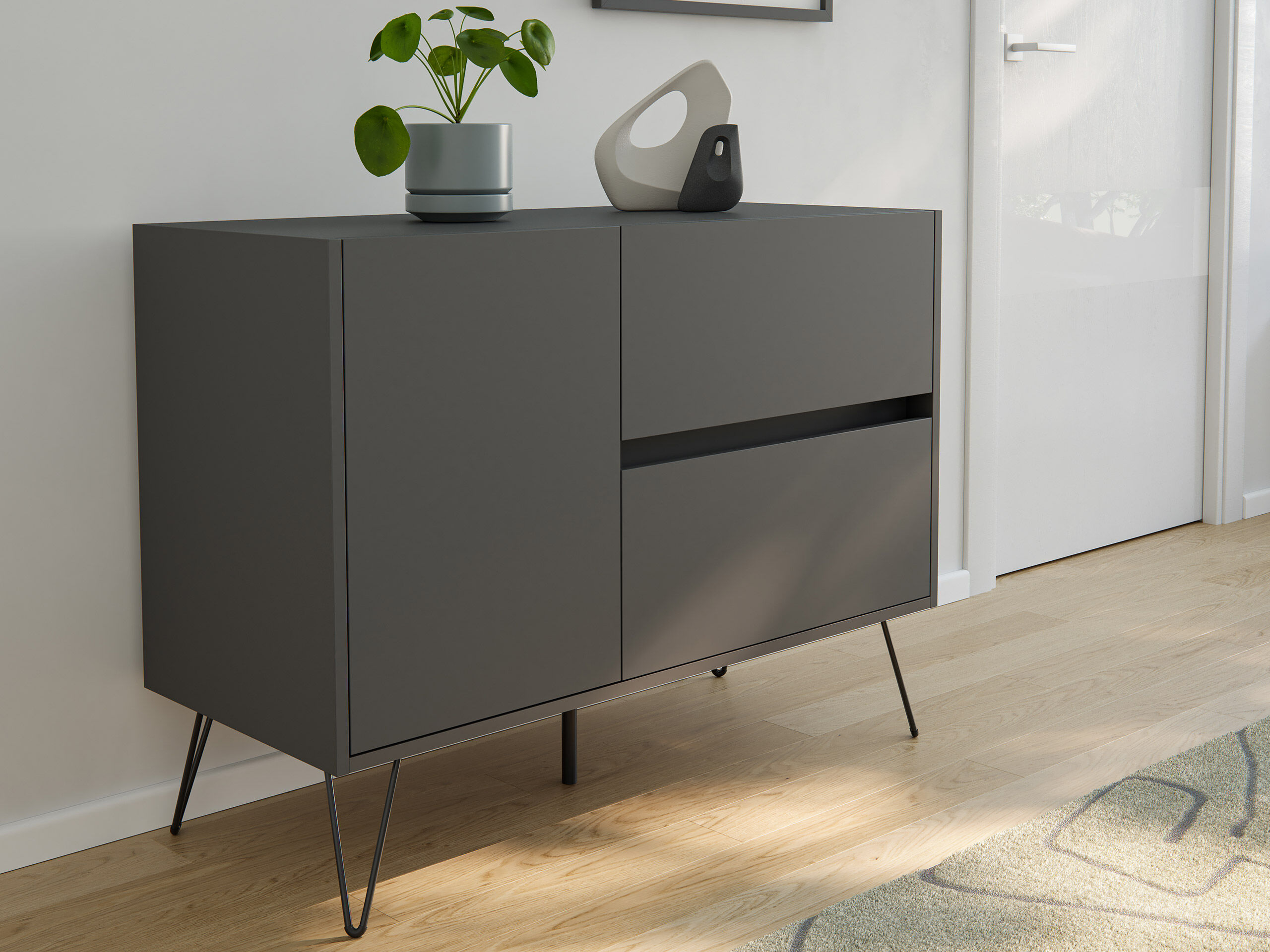 Sideboard Yako 100cm 2 SoftClose 1 Tür Grafit