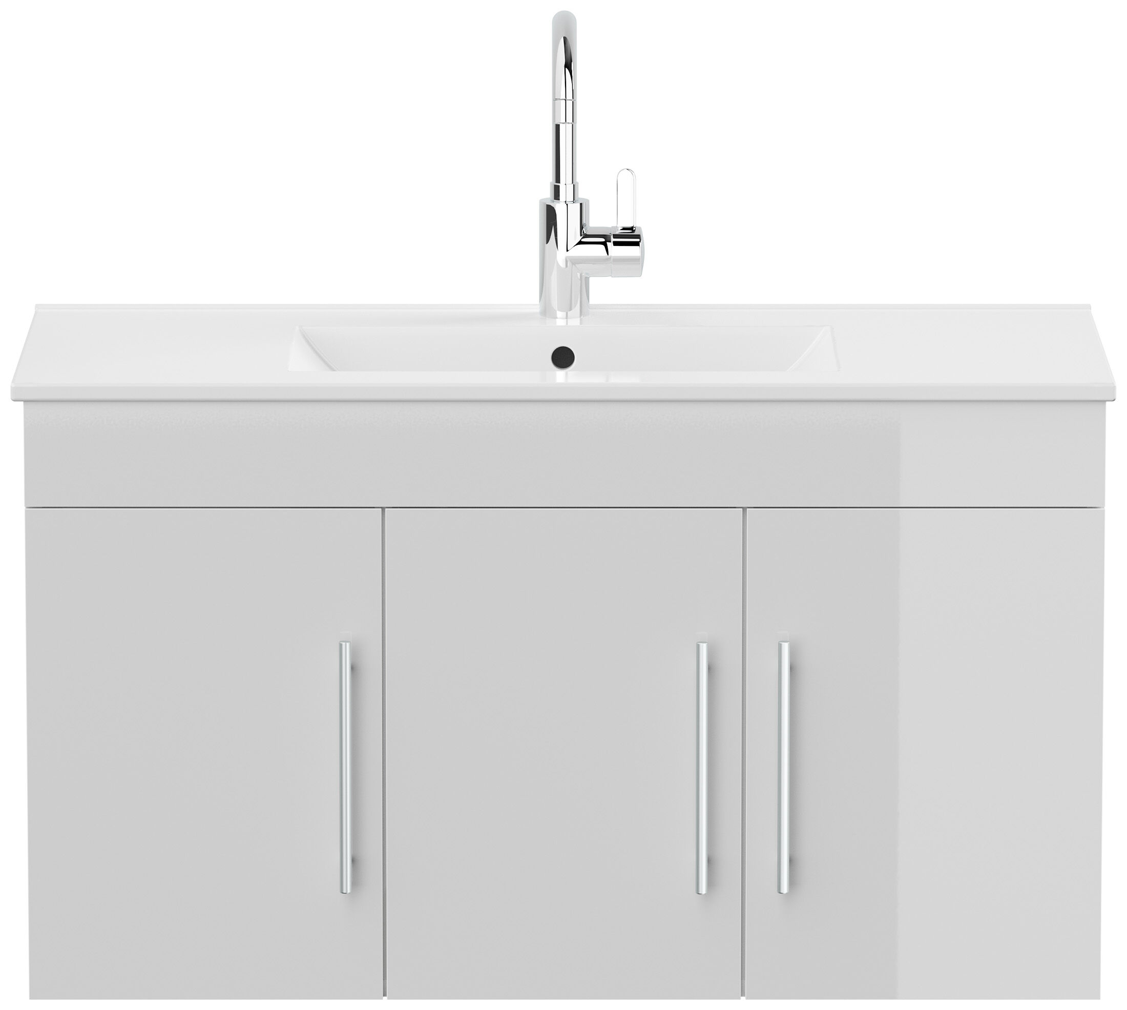 Badmöbel Venezia weiss hochglanz Waschtisch mit 3 Softclose Türen