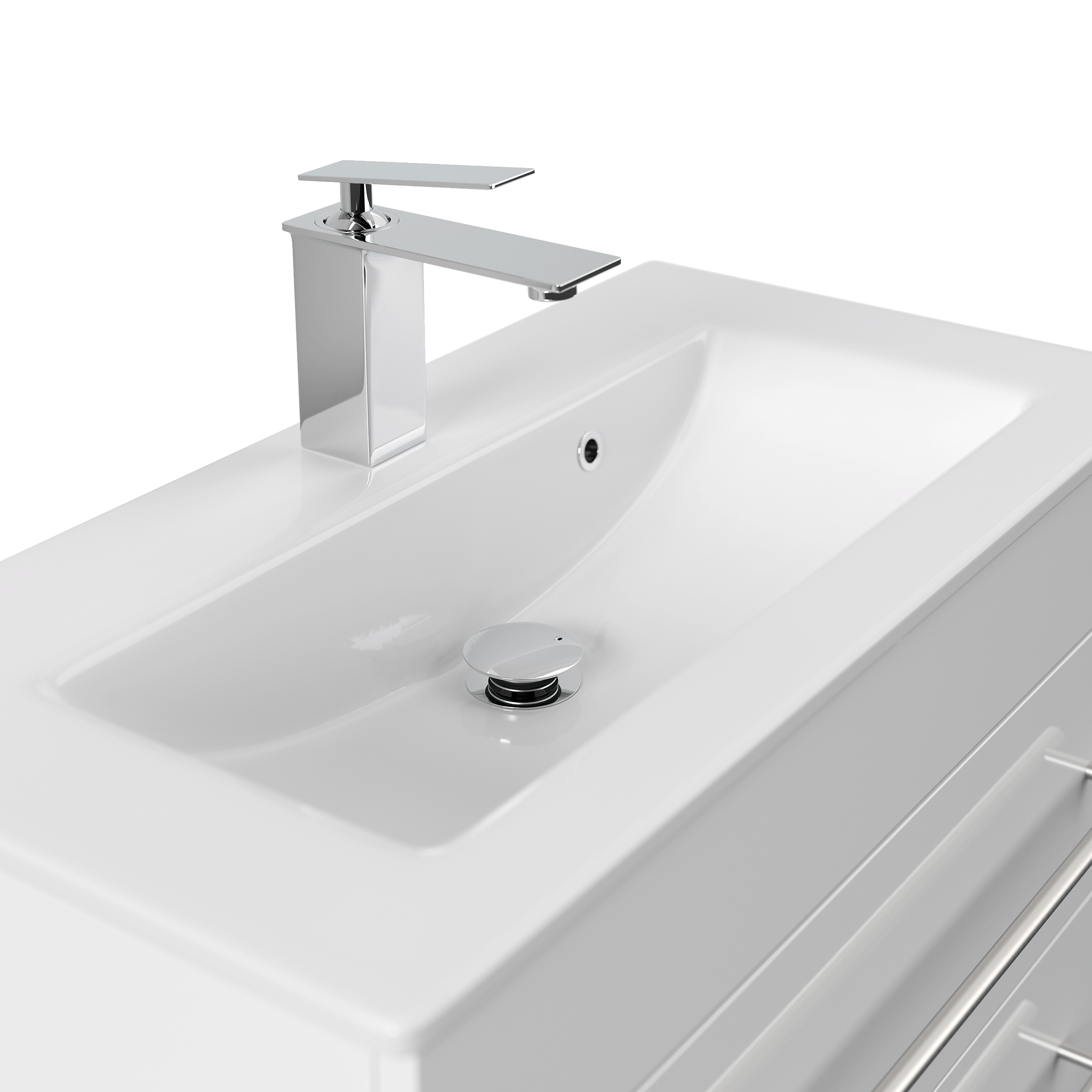 Badmöbel Mars 700 SlimLine 70x36cm mit 2 SoftClose Schubladen weiss hochglanz